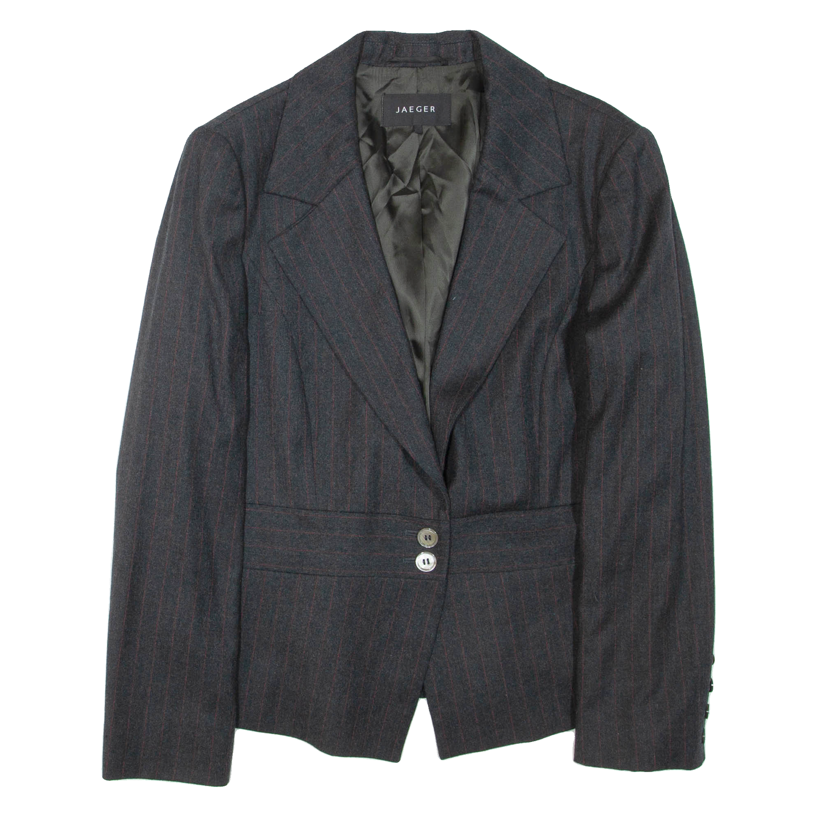JAEGER Womens Blazer Jacket Grey Wool Striped M Refurbished - N/A refurbished available on Cerqular
