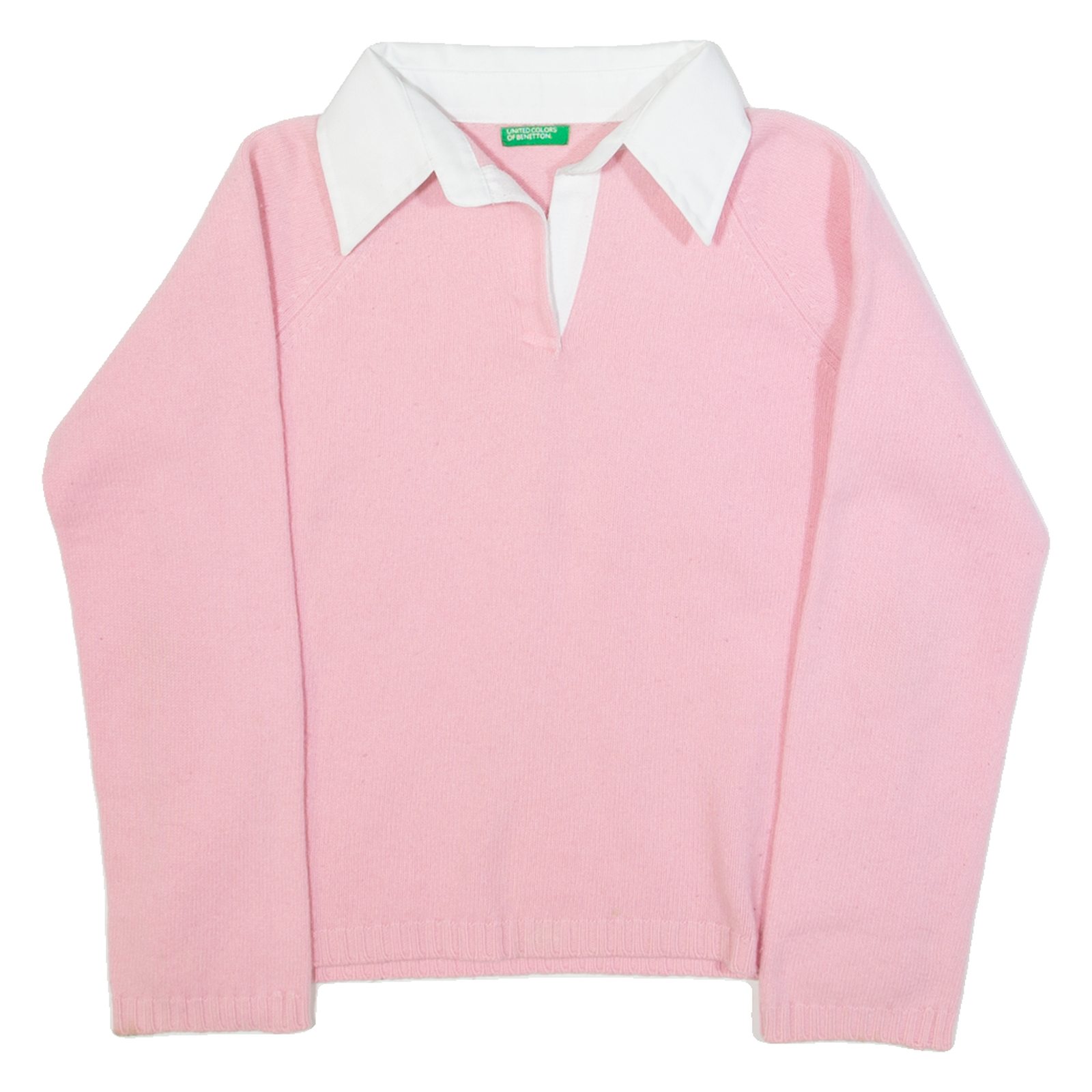 BENETTON Womens Jumper Pink Collared Tight Knit Wool M Refurbished - N/A refurbished available on Cerqular