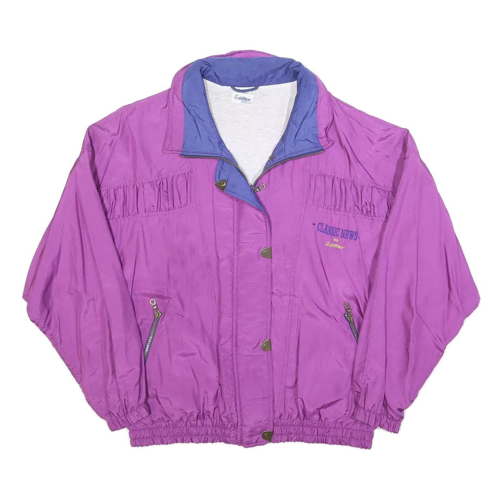 LOFFLER Womens Purple & Blue Classic News Zip Jacket XL Polyester Casual Outdoor Refurbished - N/A refurbished available on Cerqular