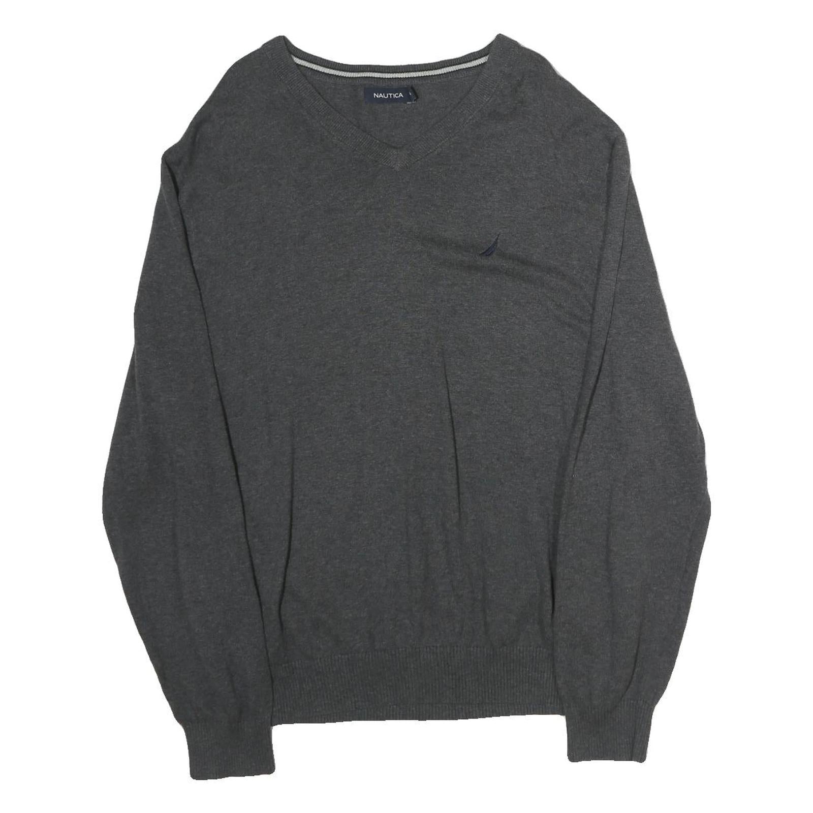 Buy NAUTICA Mens Grey Plain Cotton V-Neck Basic Knit Jumper XL Classic Style Refurbished - $25.99 NAUTICA Mens Grey Plain Cotton V-Neck Basic Knit Jumper XL Classic Style Refurbished - N/A refurbished available on Cerqular