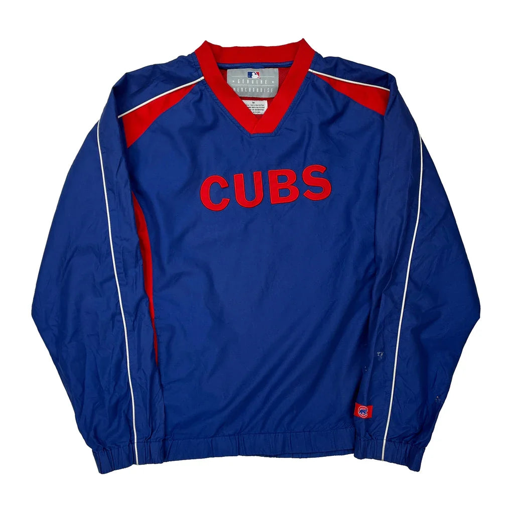 Cubs Mlb Windbreaker - Medium Blue Polyester Refurbished - Thrifted (note: this is a term often used to describe second- refurbished available on Cerqular