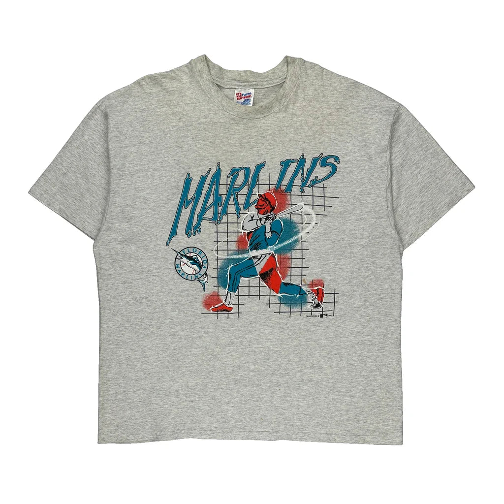 Single Stitch Hanes Graphic T-Shirt - 2XL Grey Cotton Refurbished - Thrifted (note: this is a term often used to describe second- refurbished available on Cerqular