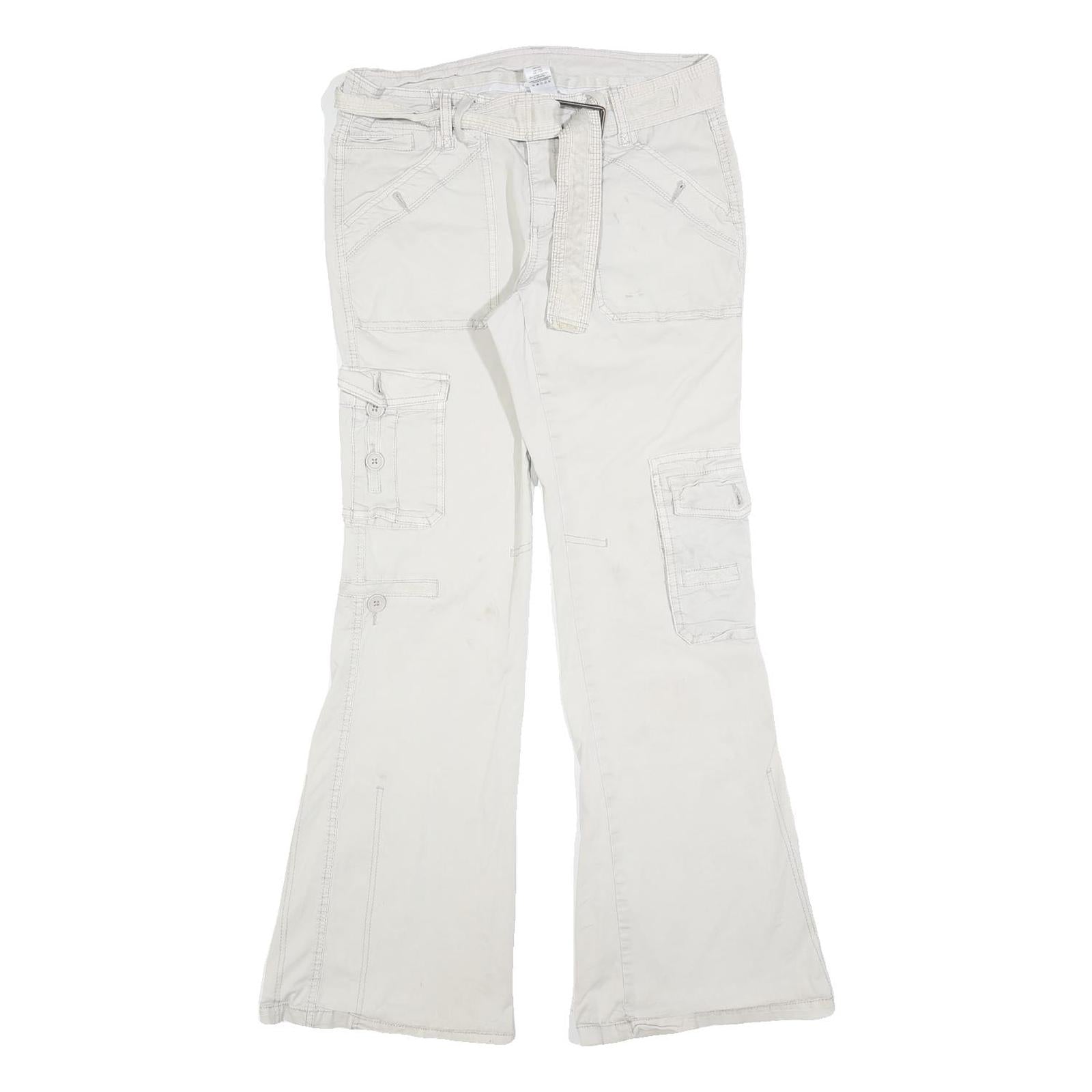 GARAGE Womens Cotton Blend Cream Regular Flared Trousers W30 L32 Casual Utility Refurbished - N/A refurbished available on Cerqular