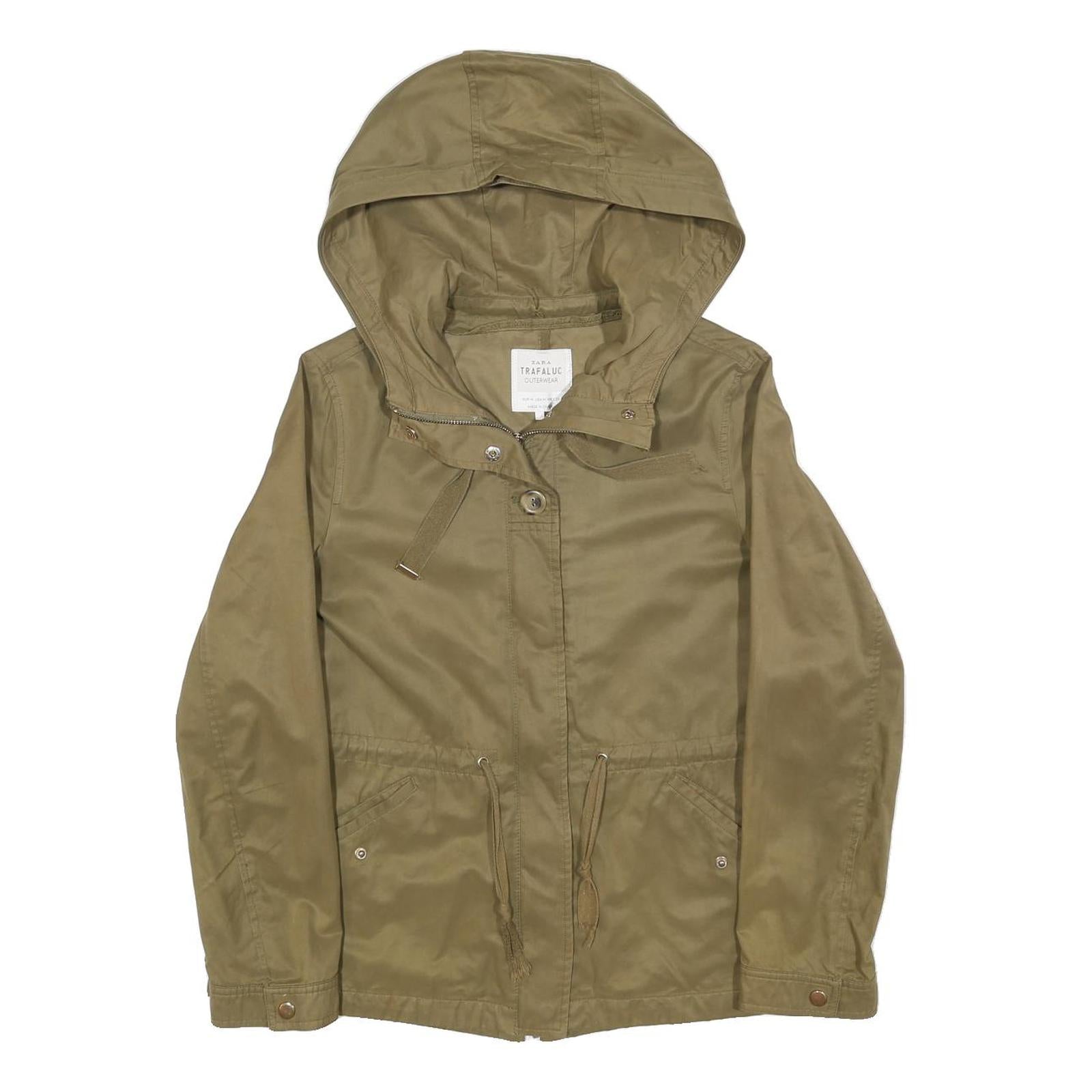 ZARA Womens Beige Cotton Blend Jacket M Plain Hooded Zip Casual Outerwear Refurbished - N/A refurbished available on Cerqular
