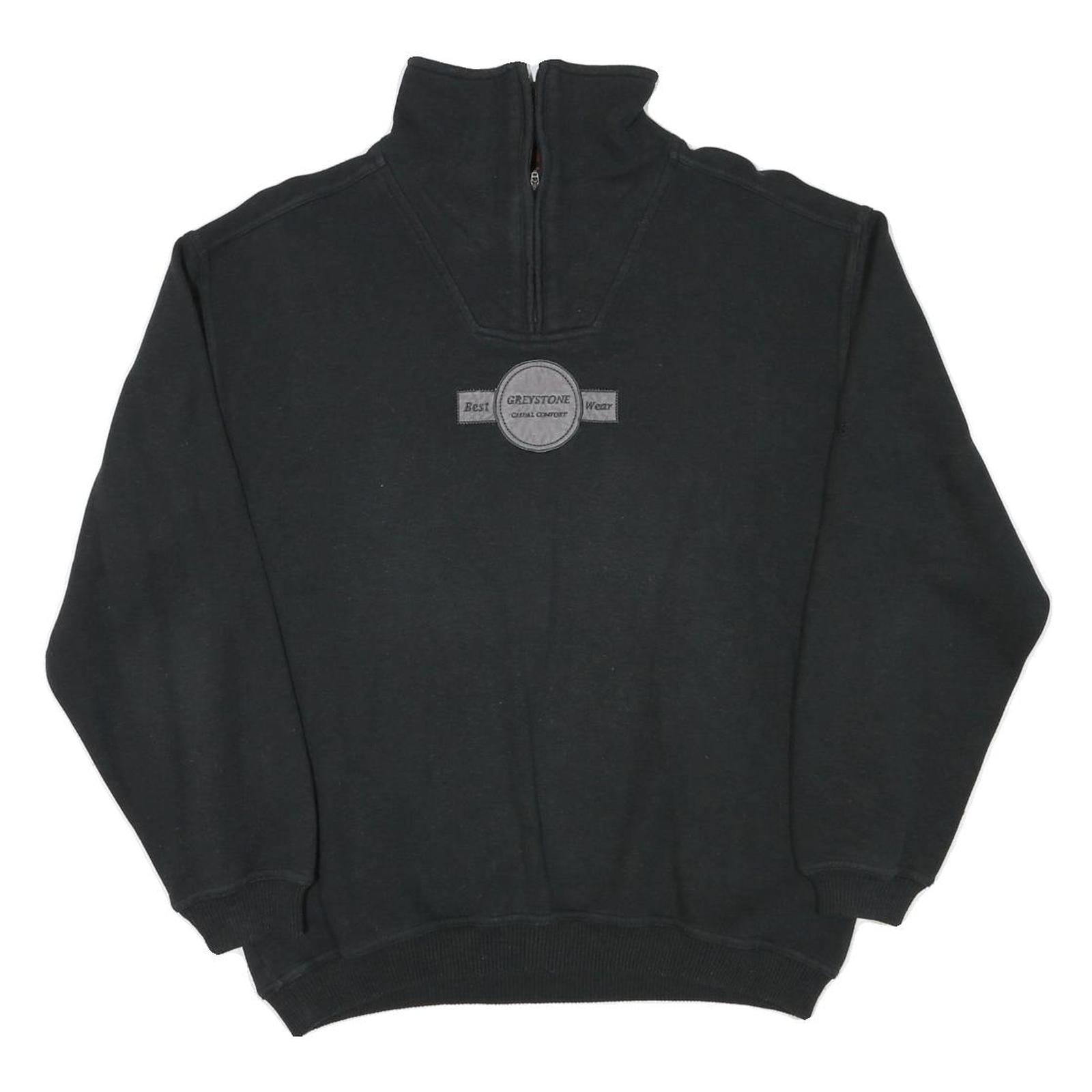 GREYSTONE Mens Black Cotton Blend Pullover Sweatshirt L Half Zip Casual Refurbished - N/A refurbished available on Cerqular