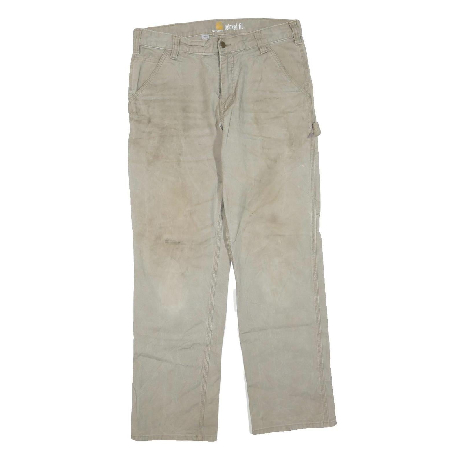 CARHARTT Mens Grey Cotton Blend Regular Fit Straight Trousers W33 L32 Workwear Refurbished - N/A refurbished available on Cerqular