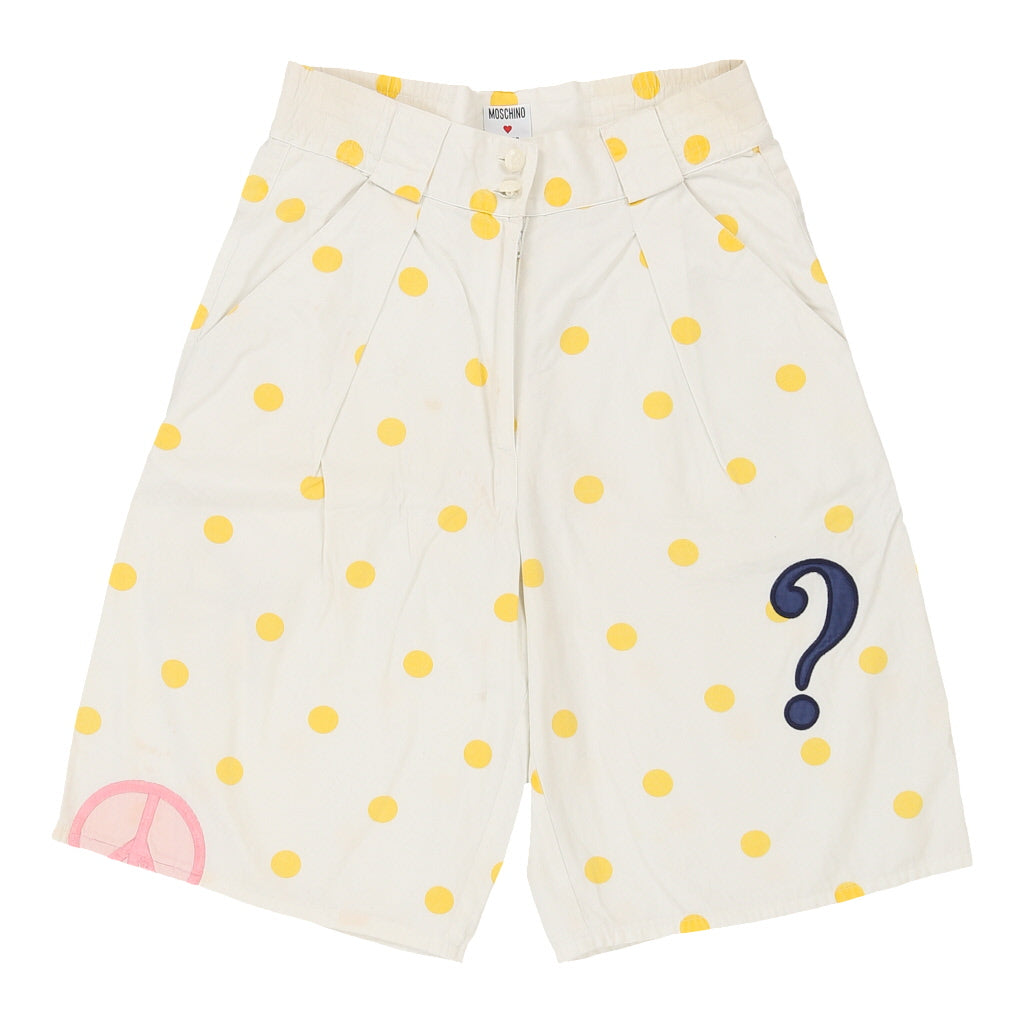 Age 16 Moschino Polka Dot Shorts - 28W 10L White Cotton | Size: 28"" waist Refurbished - N/A (Preloved Designer is not a specific brand, it refurbished available on Cerqular