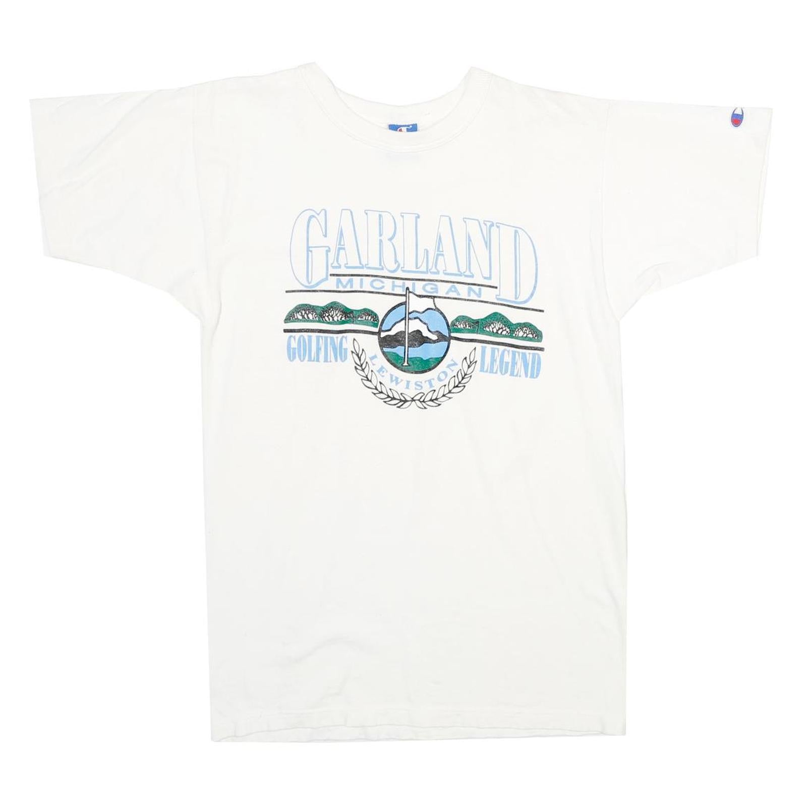 CHAMPION Mens White Garlands Michigan Graphic T-Shirt L Short Sleeve Crew Neck Refurbished - N/A refurbished available on Cerqular
