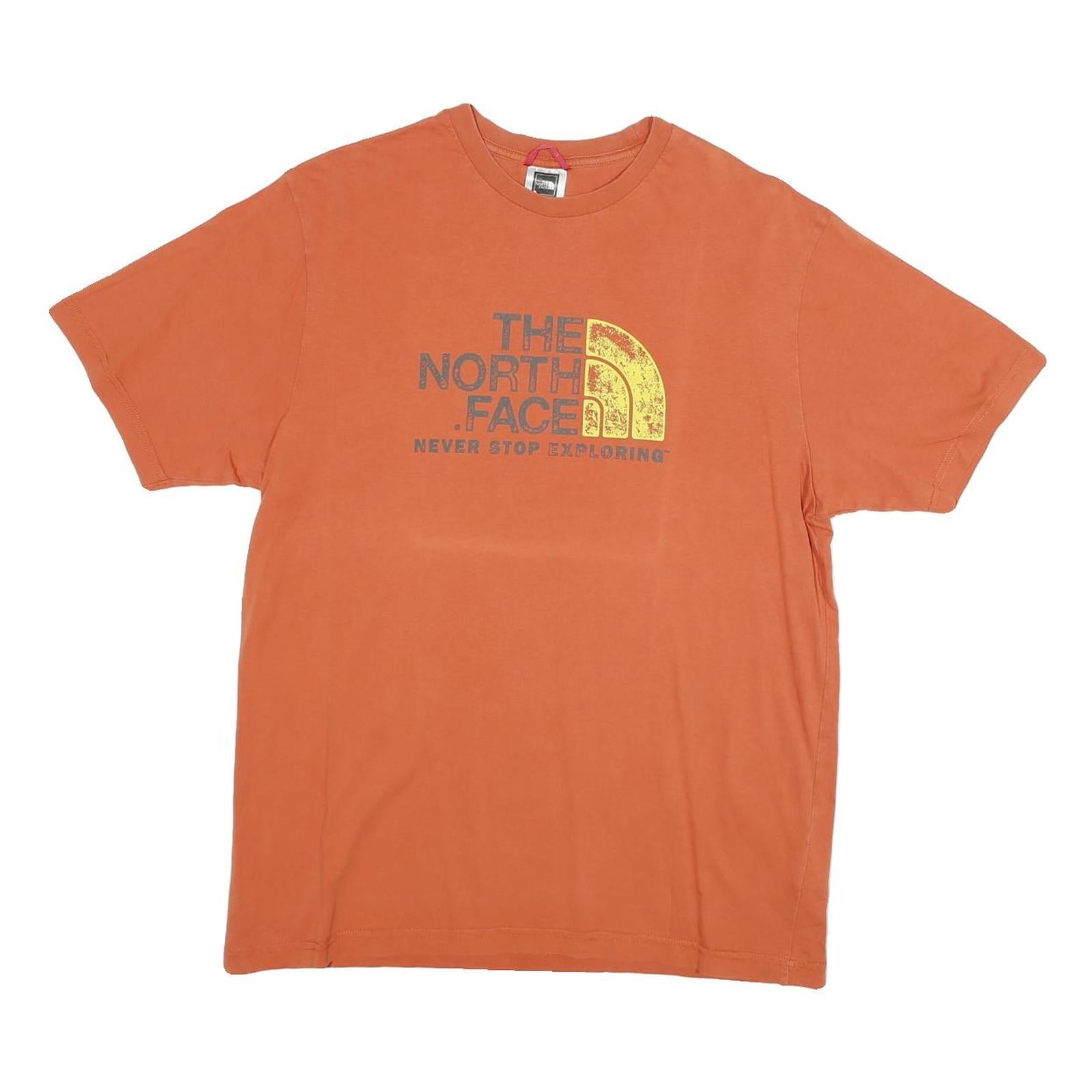 THE NORTH FACE Mens Orange T-Shirt M Short Sleeve Crew Neck Cotton Blend Logo Refurbished - N/A refurbished available on Cerqular