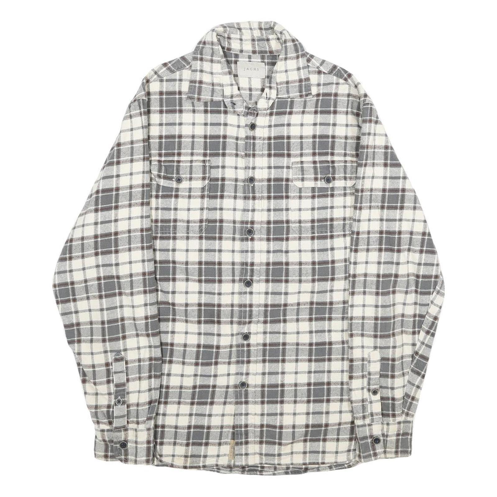 Buy JACHS Mens White & Grey Check Shirt M Button Pocket Casual Cotton Long Sleeve Refurbished - $32.49 JACHS Mens White & Grey Check Shirt M Button Pocket Casual Cotton Long Sleeve Refurbished - N/A refurbished available on Cerqular