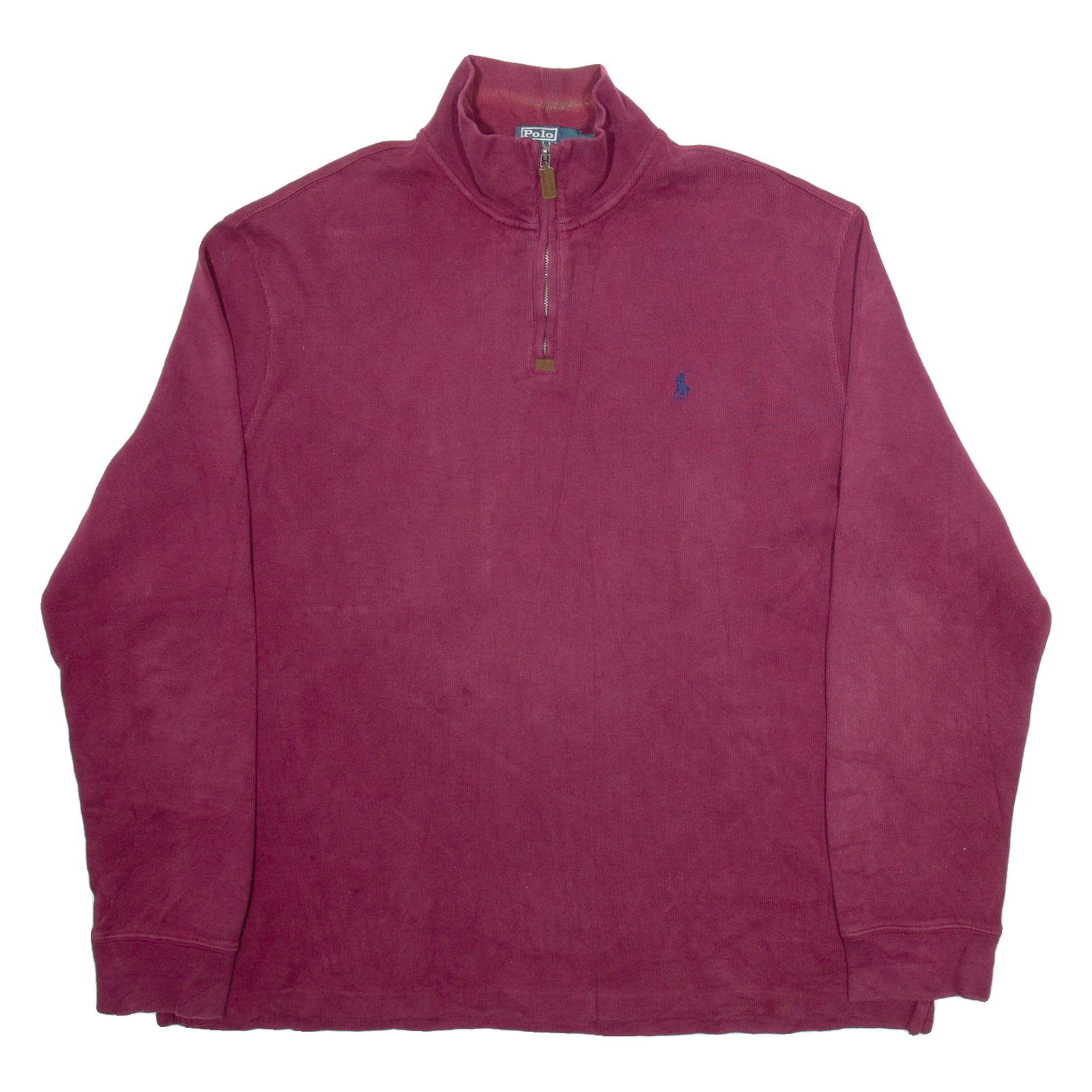 POLO RALPH LAUREN Mens Jumper Maroon 1/4 Zip Tight Knit XL Refurbished - N/A refurbished available on Cerqular
