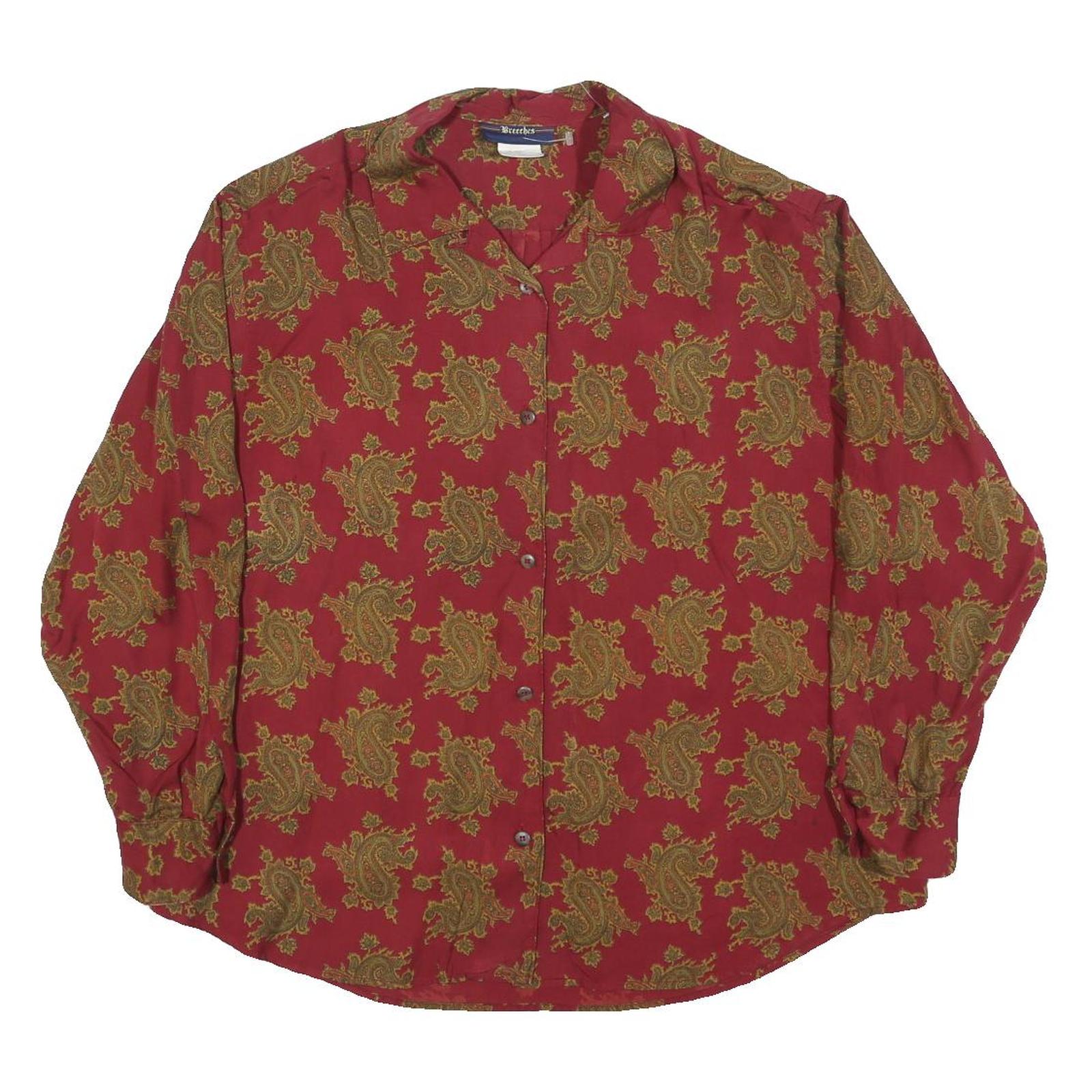 BREECHES Womens Red Patterned Rayon Shirt M Stylish Button Up Refurbished - N/A refurbished available on Cerqular