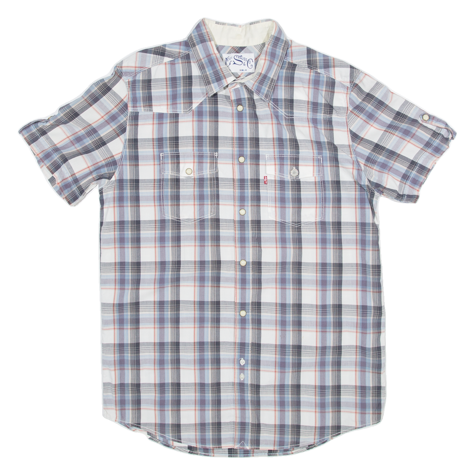 LEVI'S Mens Shirt Blue Check M Refurbished - N/A refurbished available on Cerqular