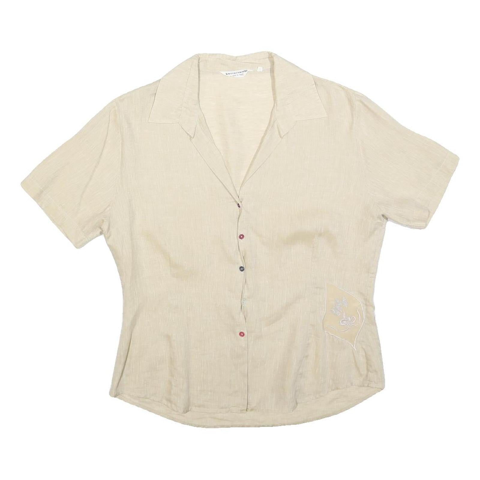Buy LORENZINI Womens Beige Short Sleeve Shirt Collared Pocket Embroidered L Refurbished - $18.19 LORENZINI Womens Beige Short Sleeve Shirt Collared Pocket Embroidered L Refurbished - N/A refurbished available on Cerqular