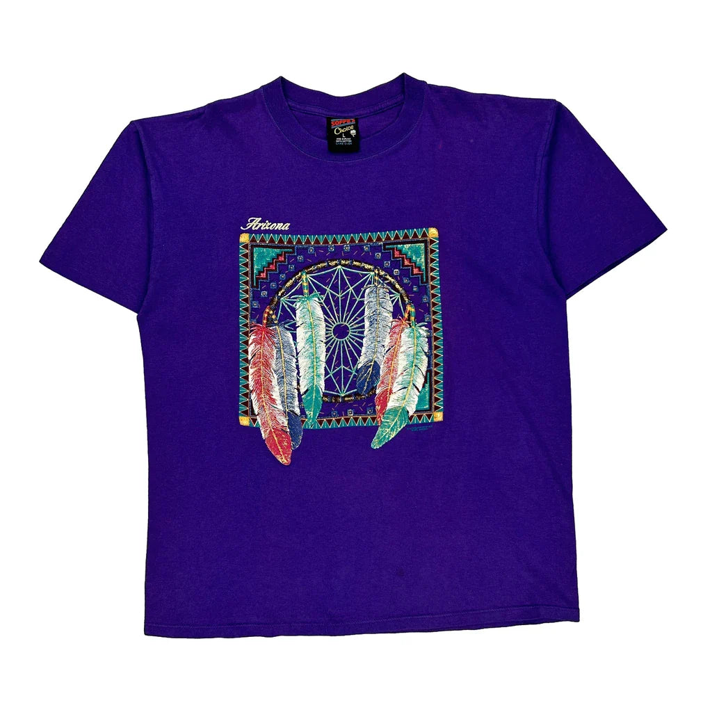 Soffe Single Stitch T-Shirt - Large Purple Cotton Refurbished - Thrifted (note: this is a term often used to describe second- refurbished available on Cerqular