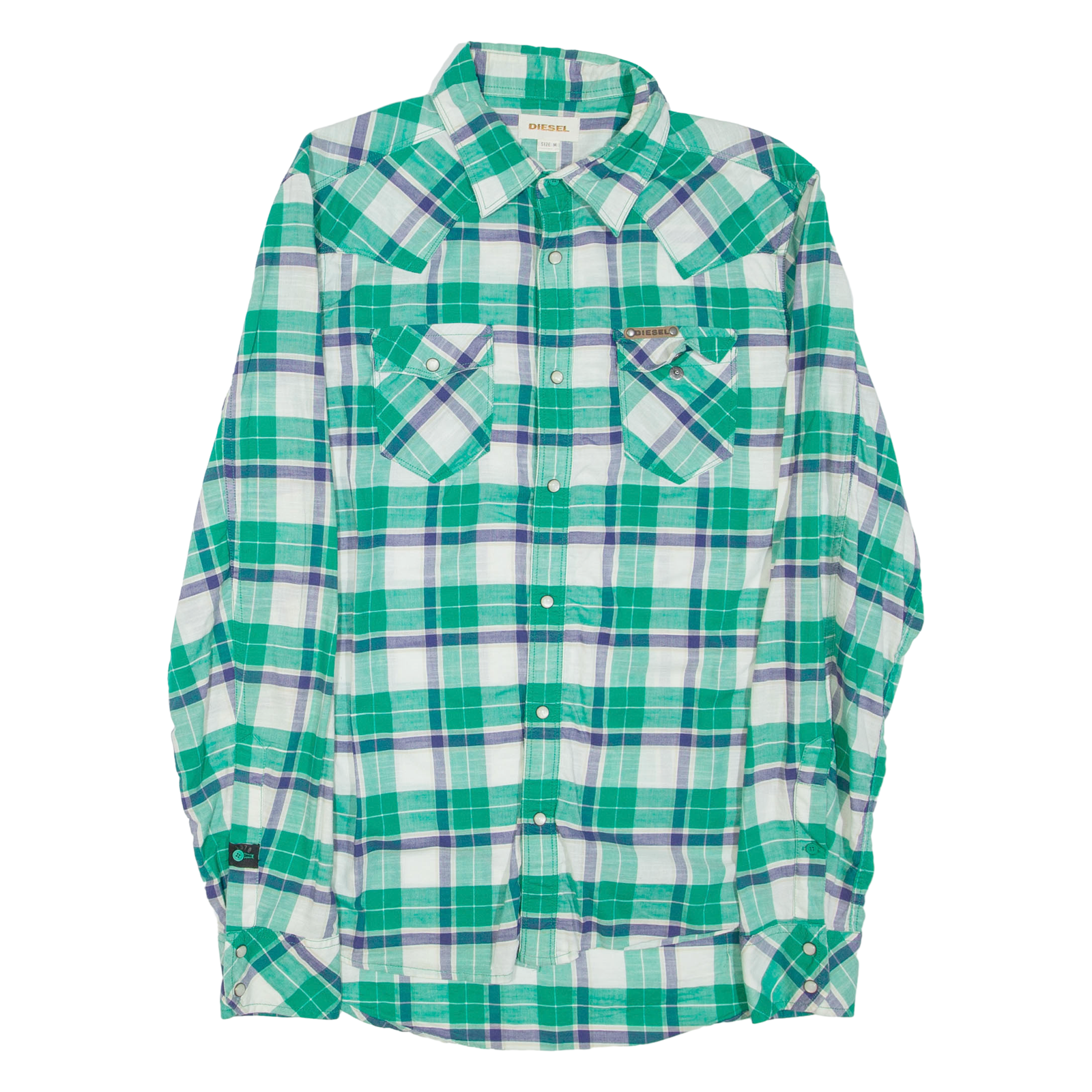 DIESEL Mens Shirt Green Check Long Sleeve M Refurbished - N/A refurbished available on Cerqular