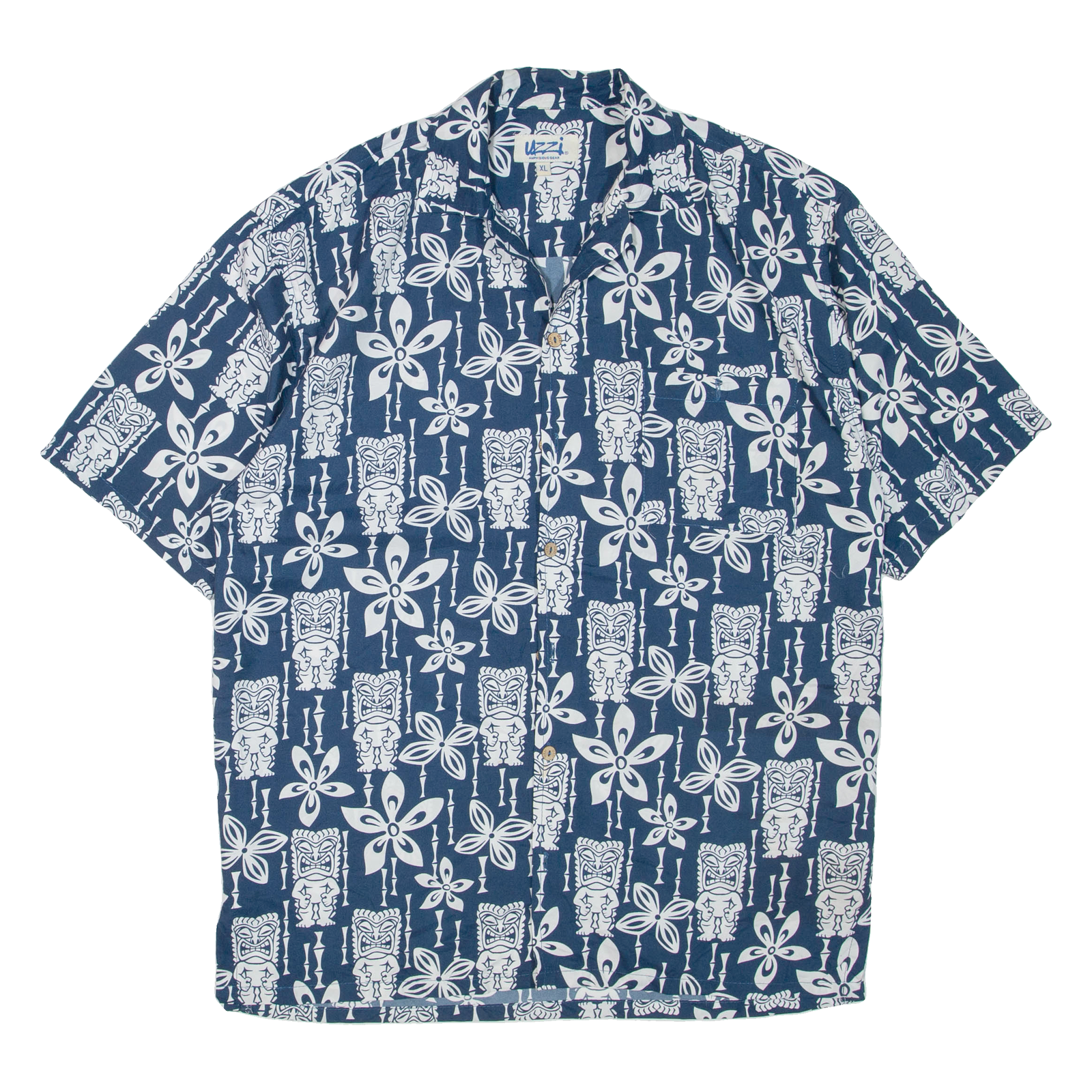 UZZI Mens Hawaiian Shirt Blue Floral XL Refurbished - N/A refurbished available on Cerqular