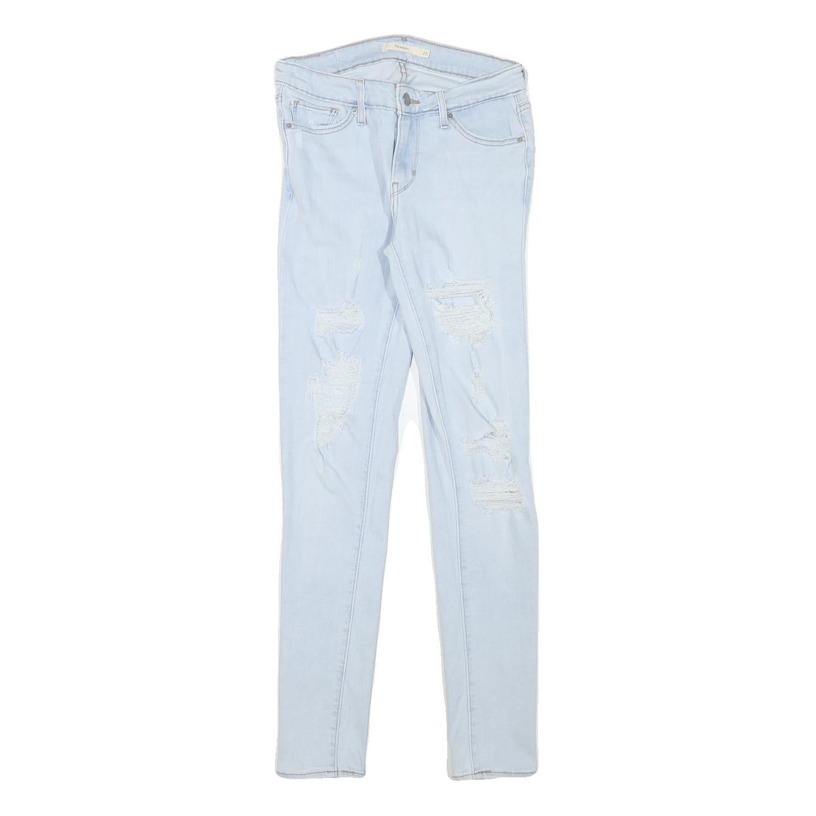 LEVI'S Womens Jeans Blue Slim Skinny Denim Light W25 L28 Distressed Zip Refurbished - N/A refurbished available on Cerqular