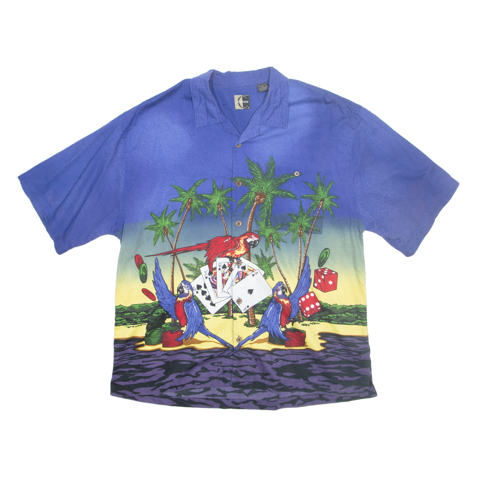 CHILIWEAR Mens Hawaiian Shirt Blue Crazy Pattern XL Refurbished - N/A refurbished available on Cerqular