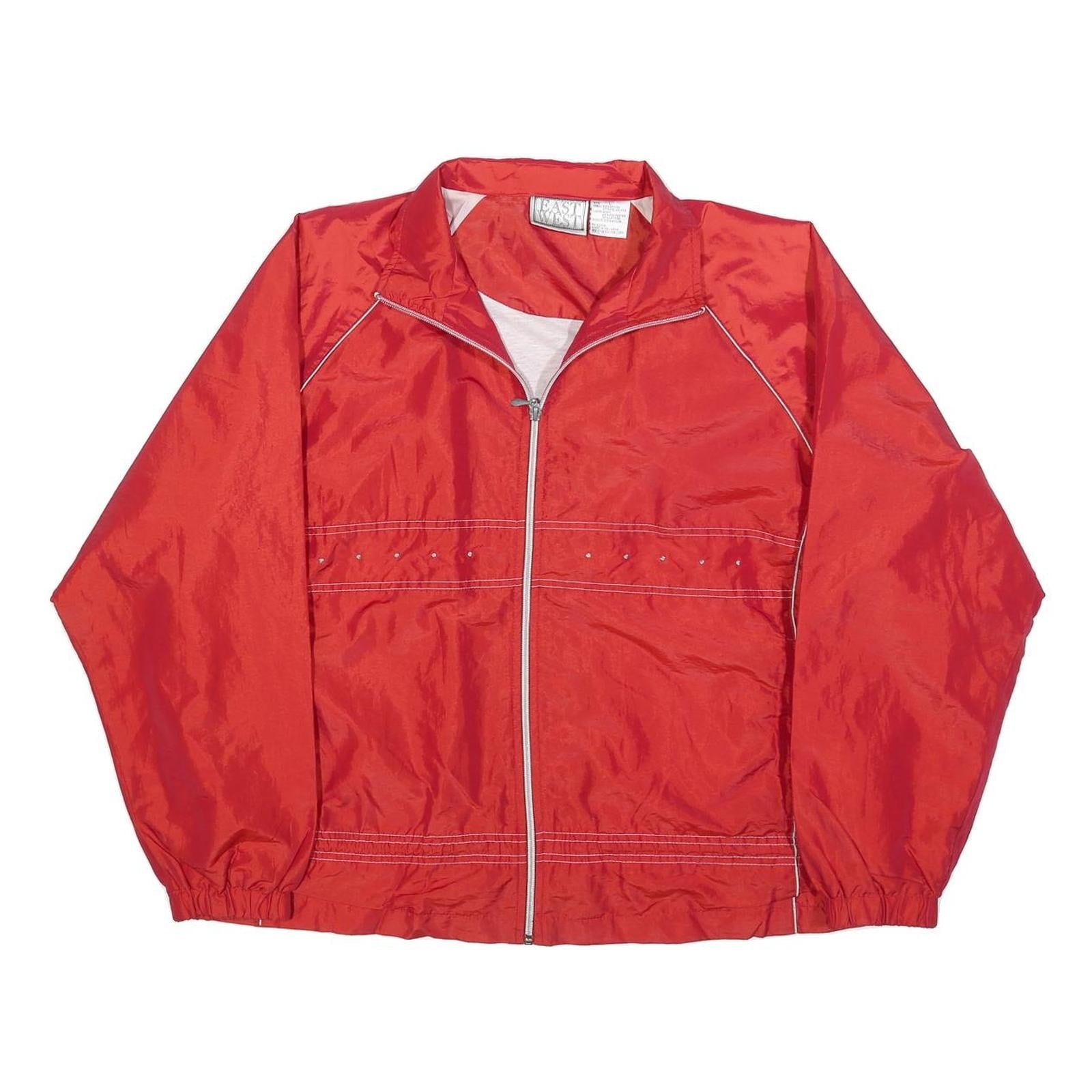 EAST WEST Womens Red Zip Nylon Jacket L Casual Lightweight Outerwear Refurbished - N/A refurbished available on Cerqular