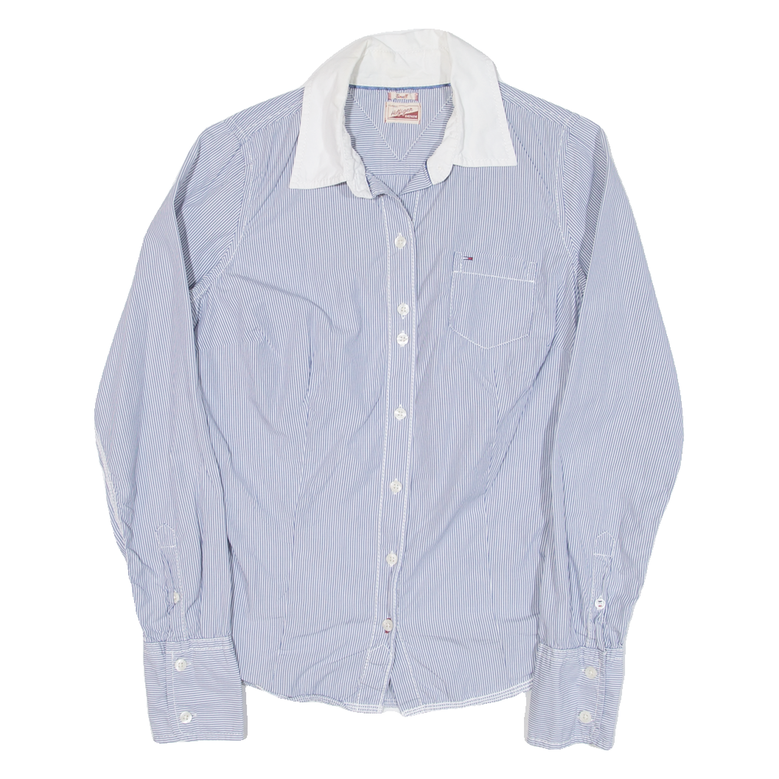 HILFIGER DENIM Womens Shirt Blue Striped Long Sleeve S Refurbished - N/A refurbished available on Cerqular