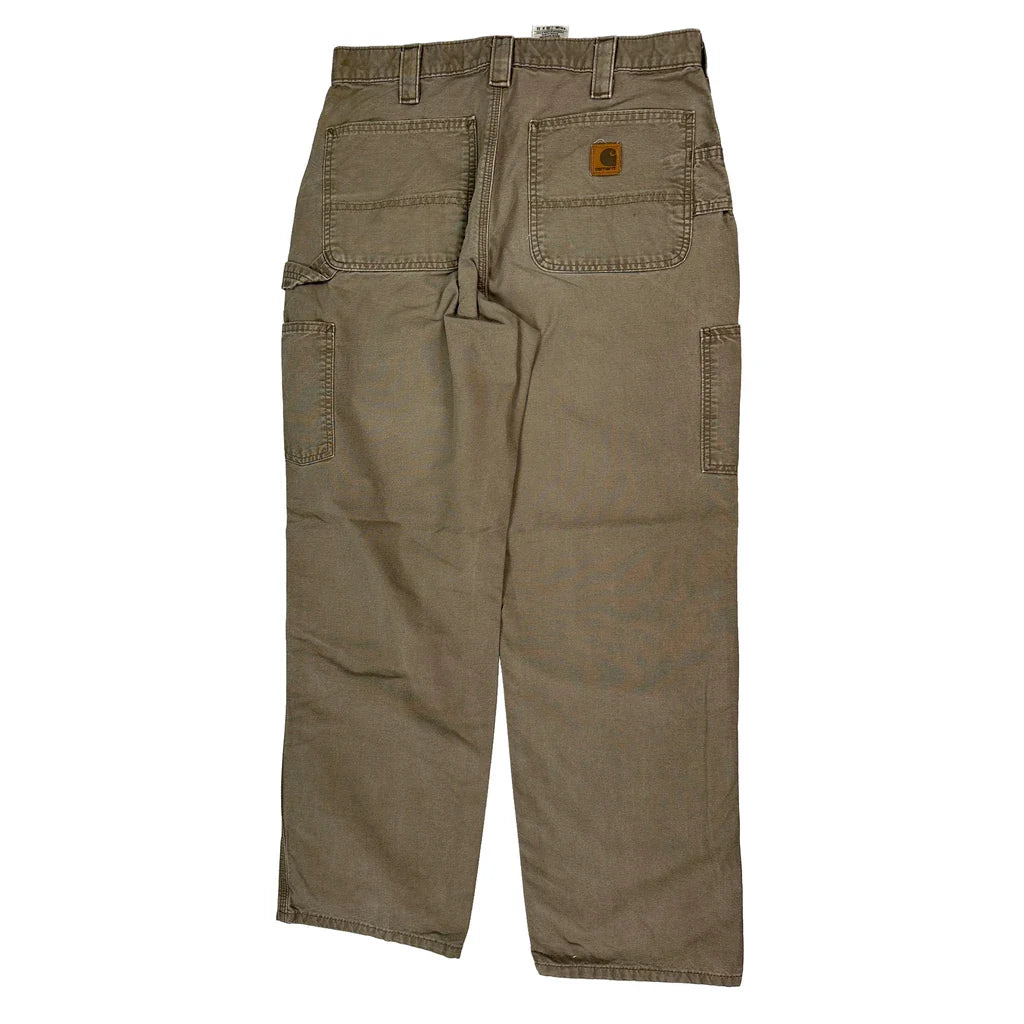 Carhartt Carpenter Trousers - 32W 32L Brown Cotton Refurbished - Thrifted (note: this is a term often used to describe second- refurbished available on Cerqular