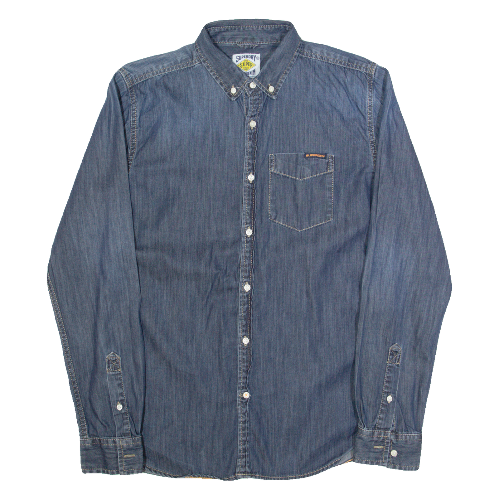 SUPERDRY Mens Denim Shirt Blue Long Sleeve M Refurbished - N/A refurbished available on Cerqular
