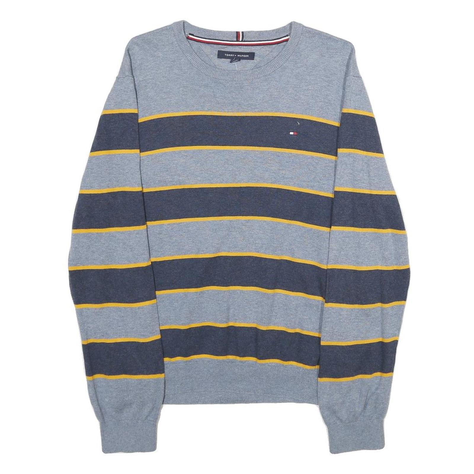 Buy TOMMY HILFIGER Mens Grey & Navy Yellow Stripe Patterned Cotton Jumper Crew Neck Refurbished - $46.79 TOMMY HILFIGER Mens Grey & Navy Yellow Stripe Patterned Cotton Jumper Crew Neck Refurbished - N/A refurbished available on Cerqular