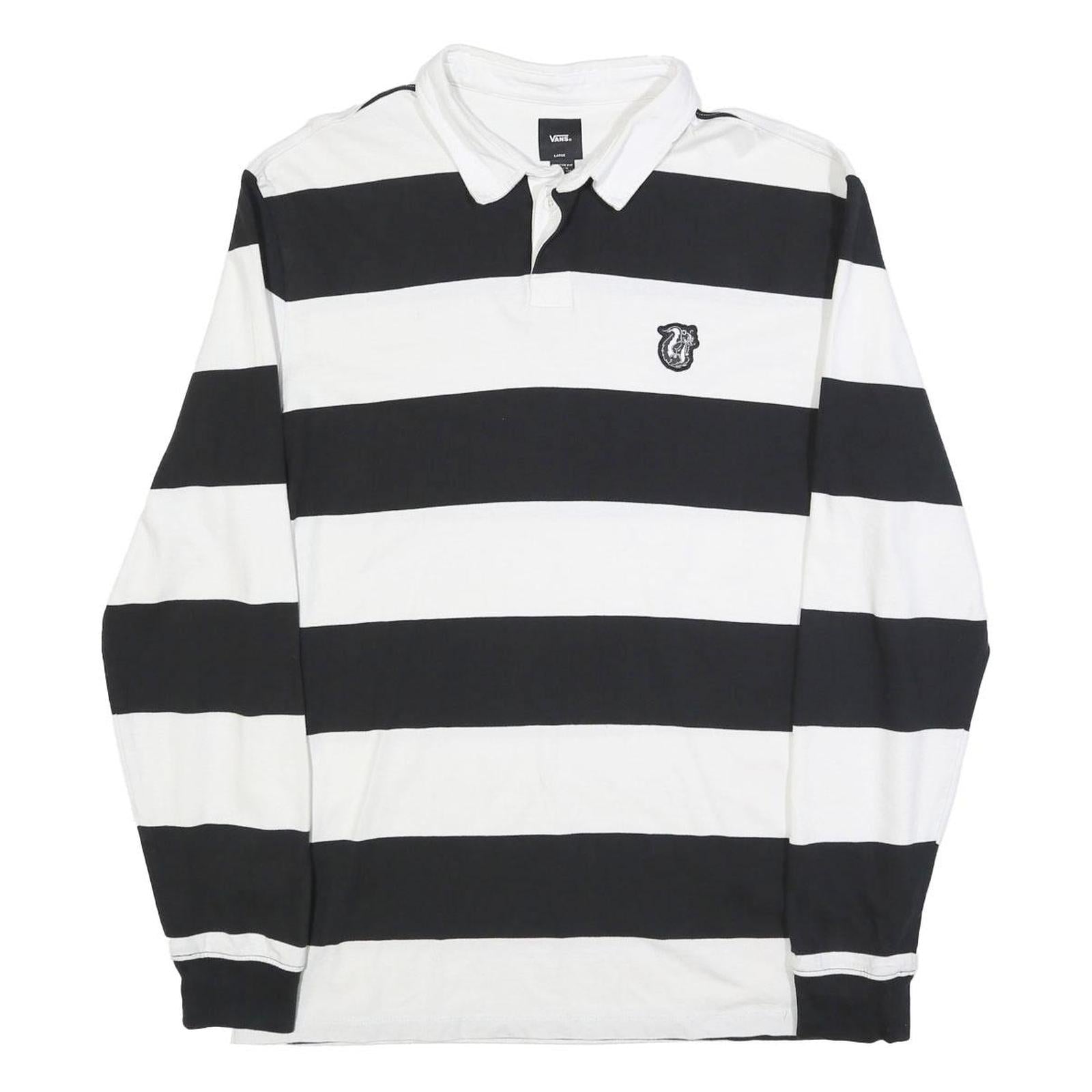 Buy VANS Mens Black & White Striped Long Sleeve Polo Shirt L Cotton Blend Casual Refurbished - $49.39 VANS Mens Black & White Striped Long Sleeve Polo Shirt L Cotton Blend Casual Refurbished - N/A refurbished available on Cerqular