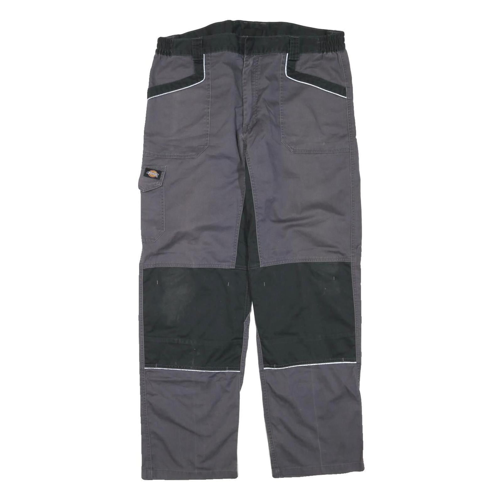 DICKIES Mens Cotton Blend Grey & Black Regular Leg Trousers W38 L32 Workwear Refurbished - N/A refurbished available on Cerqular