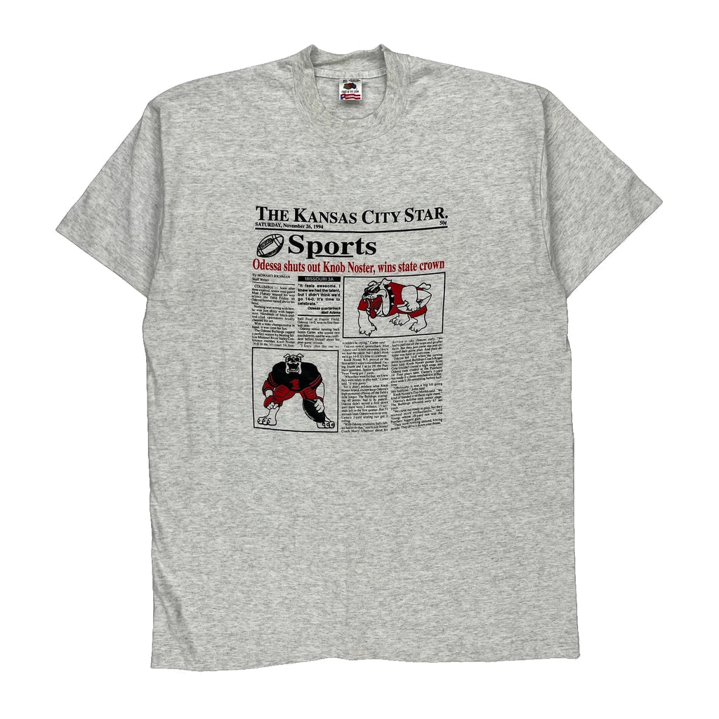 Kansas City Star Fruit Of The Loom Single Stitch T-Shirt - XL Grey Cotton Refurbished - Thrifted (note: this is a term often used to describe second- refurbished available on Cerqular