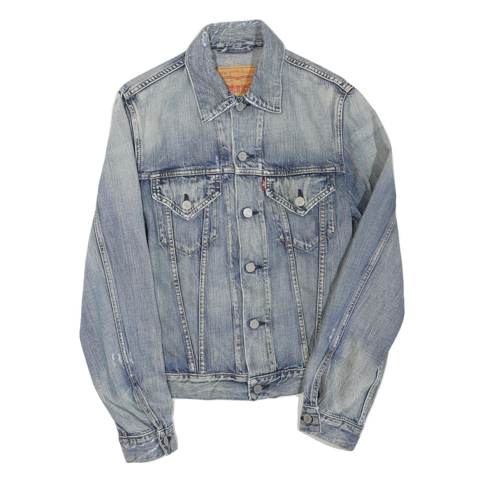 LEVI'S Mens Blue Denim Jacket S Cotton Blend Button Classic Fit Casual Refurbished - N/A refurbished available on Cerqular