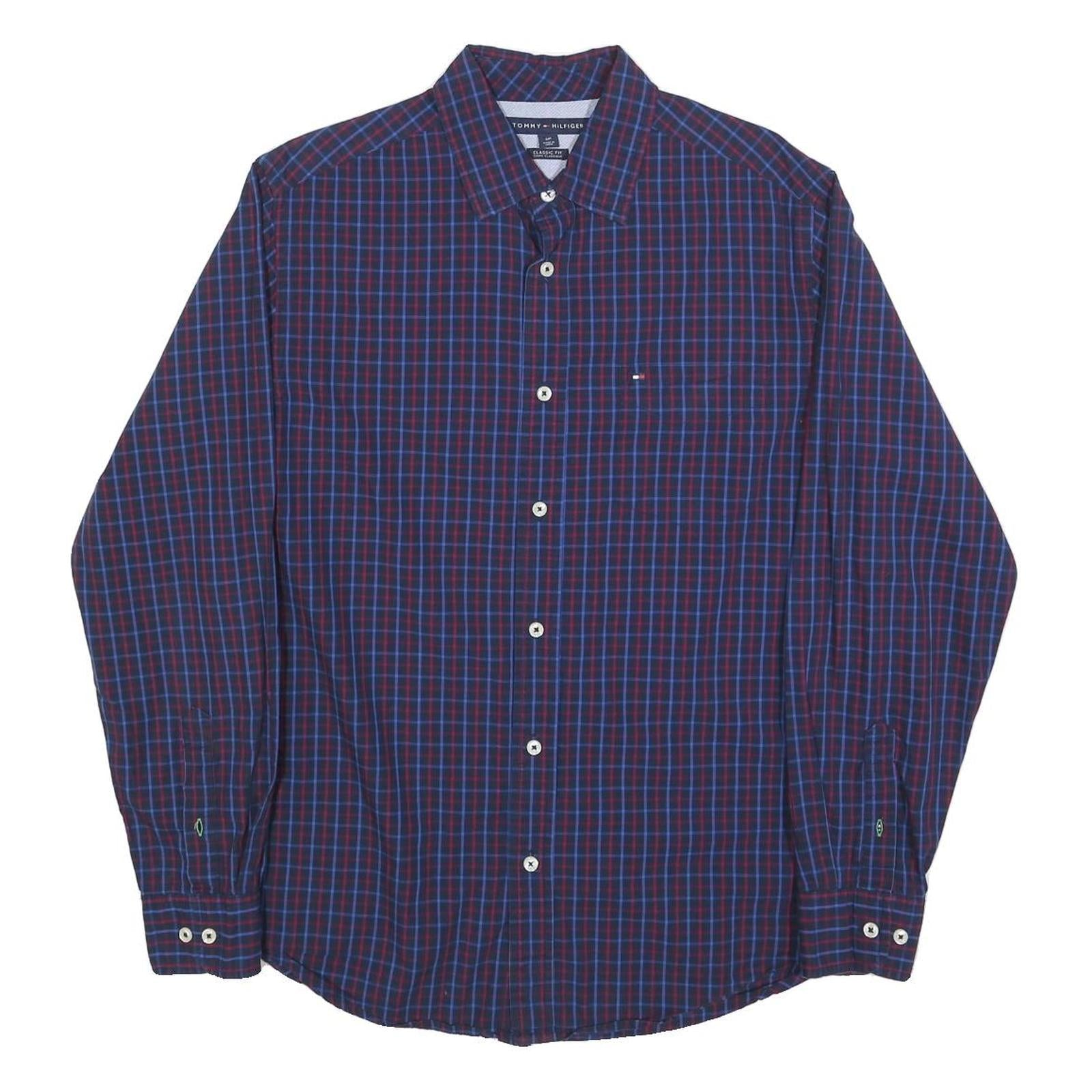TOMMY HILFIGER Mens Blue & Red Check Shirt S Classic Fit Button Down Refurbished - N/A refurbished available on Cerqular