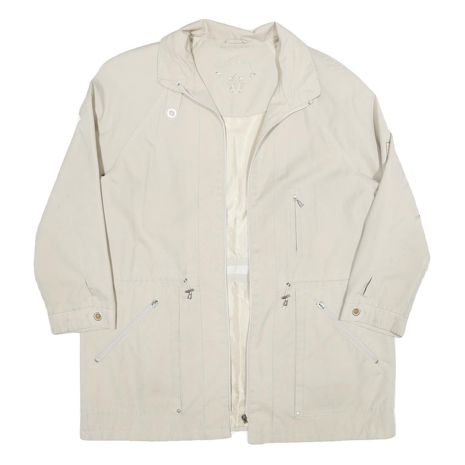 Womens Cream Zip Jacket L Polyester Blend Plain Lightweight Casual Outerwear Refurbished - N/A refurbished available on Cerqular