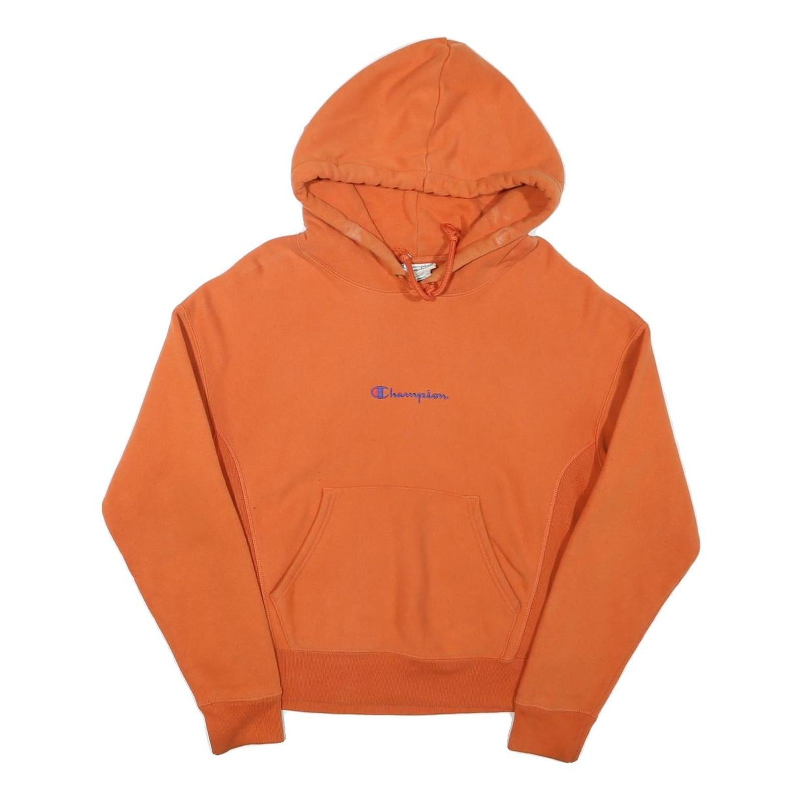 CHAMPION Mens Orange Hoodie S Cotton Blend Pullover Classic Logo Sweatshirt Refurbished - N/A refurbished available on Cerqular