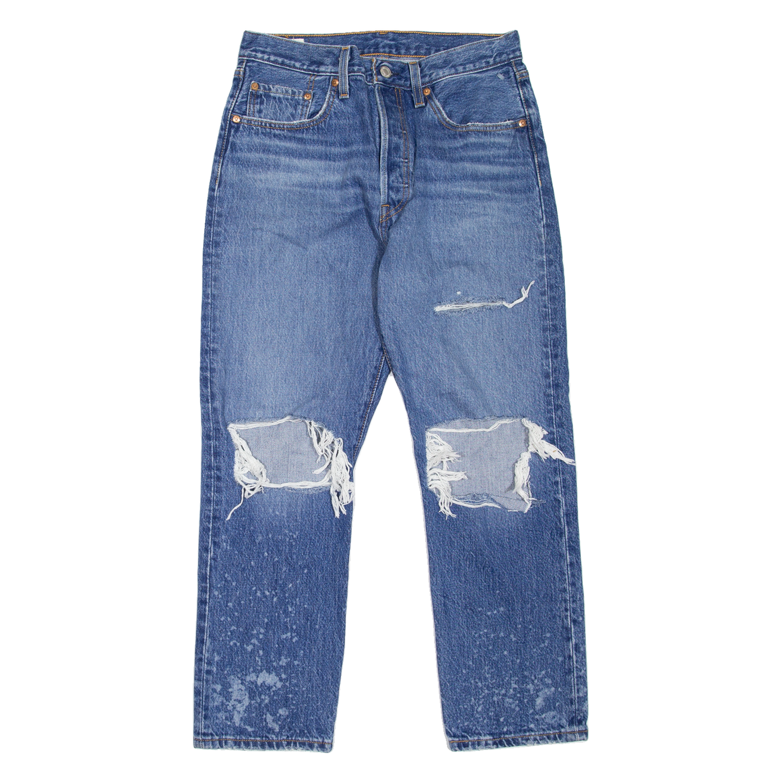 LEVI'S 501 BIG E Jeans Distress Womens Blue Regular Straight Stone Wash W28 L26 Refurbished - N/A refurbished available on Cerqular