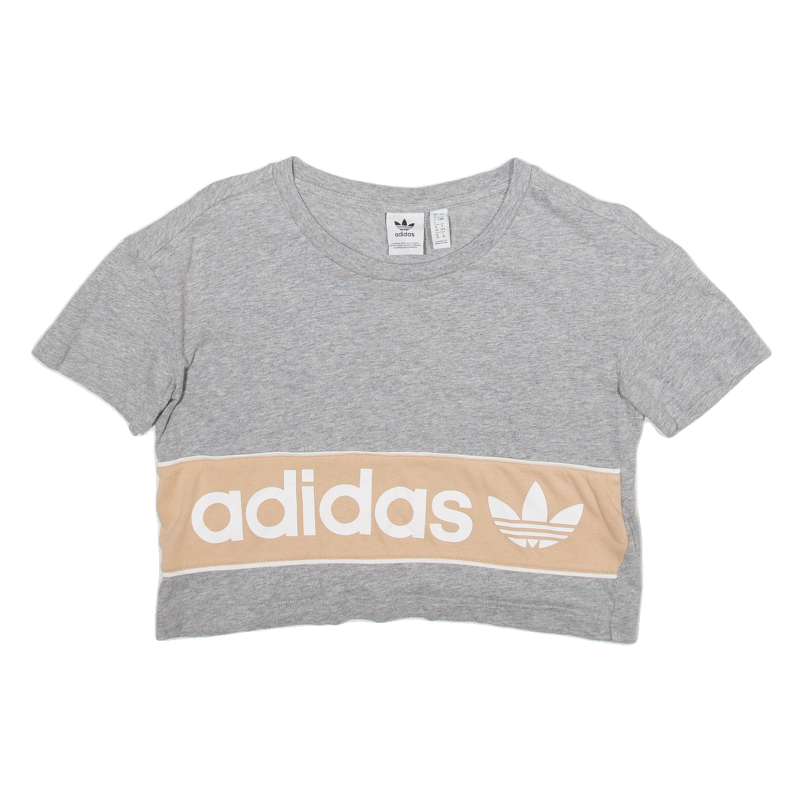 ADIDAS Cropped Womens T-Shirt Grey UK 4 Refurbished - N/A refurbished available on Cerqular