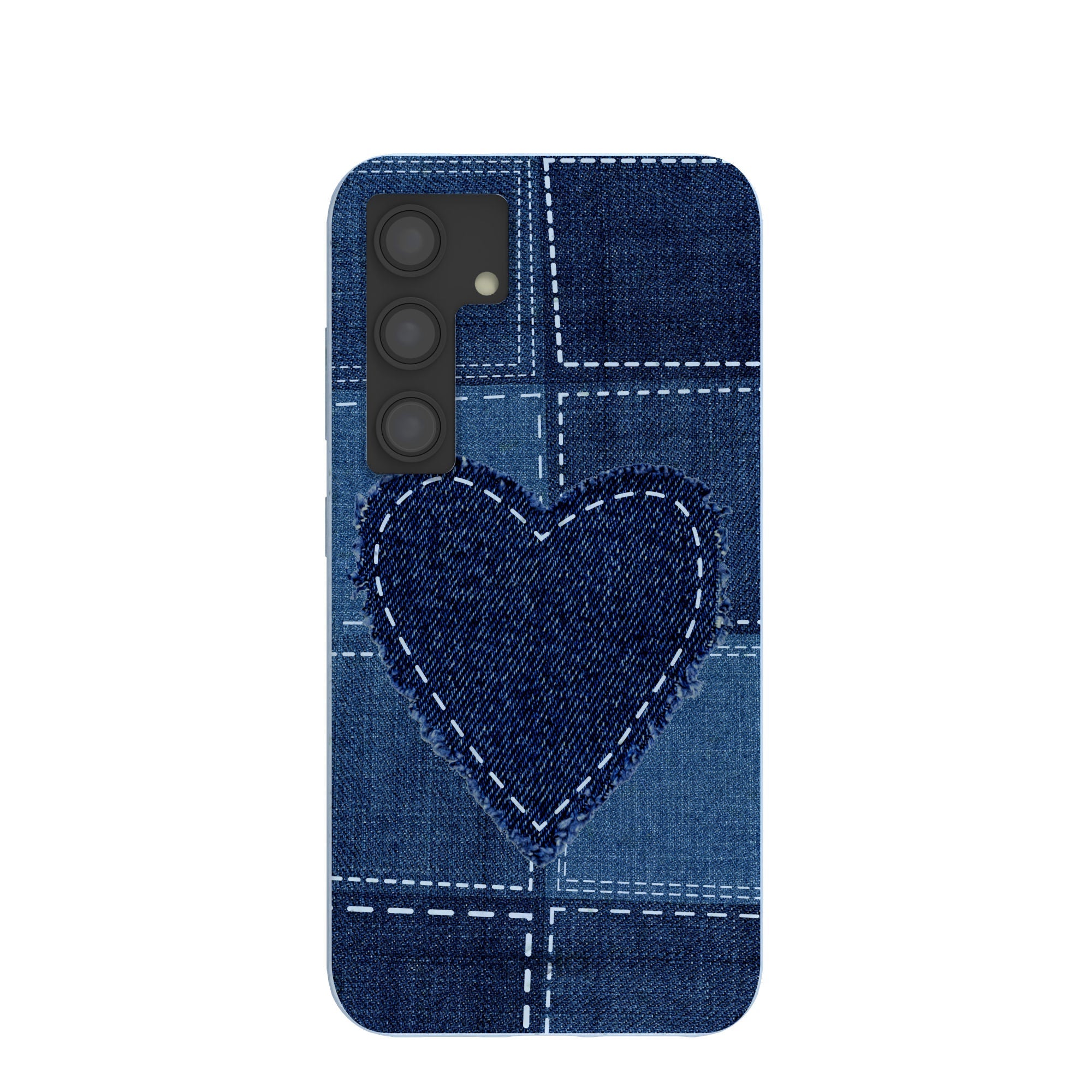 Powder Blue Denim Heart Samsung Galaxy S24 Case Refurbished - Pela Case refurbished available on Cerqular