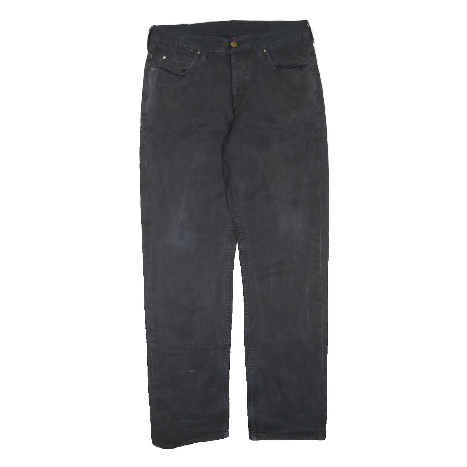 CARHARTT Mens Cotton Blend Black Regular Fit Straight Leg Trousers W32 L32 Refurbished - N/A refurbished available on Cerqular