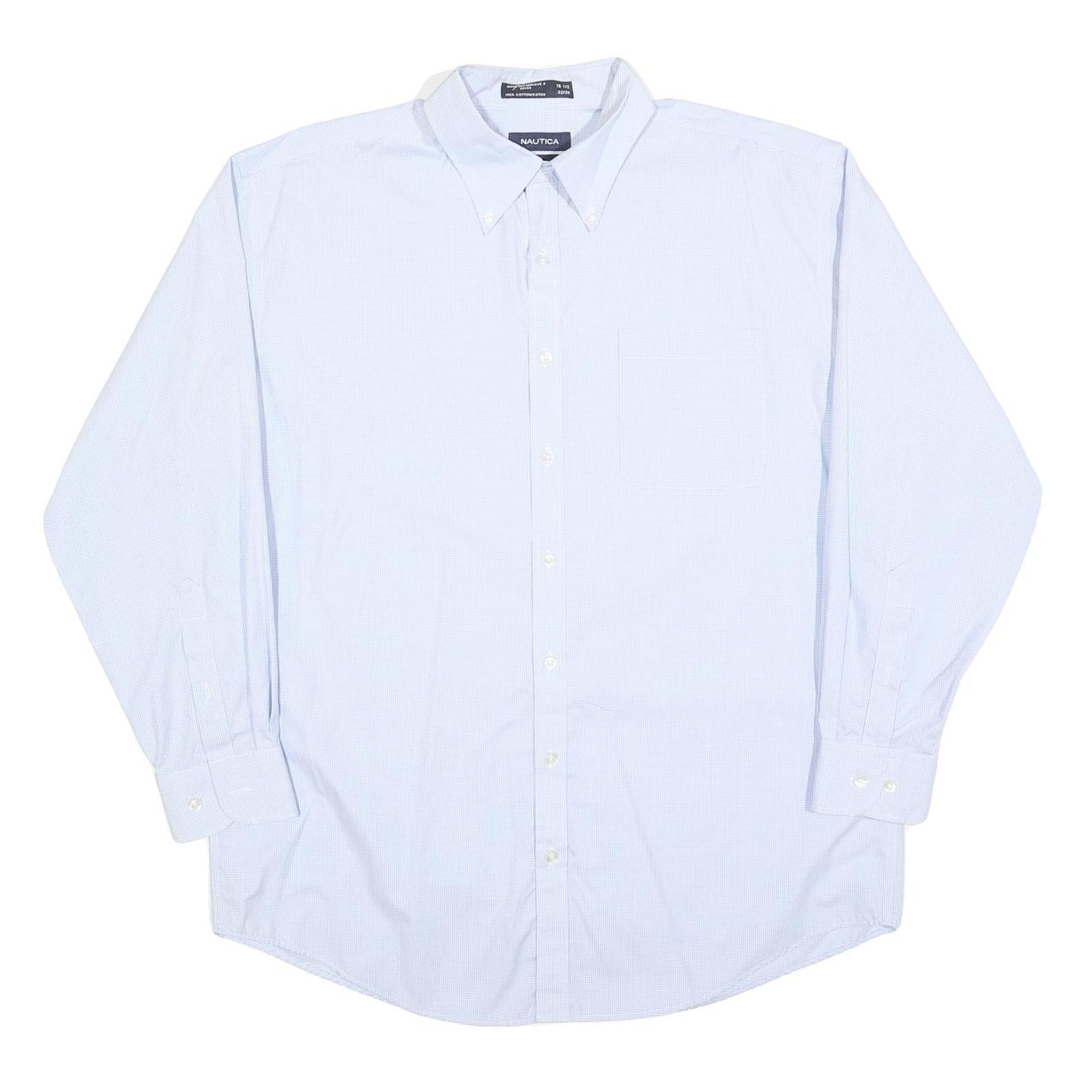 NAUTICA Mens Blue Plain Shirt L Button Down Collar Cotton Blend Smart Casual Refurbished - N/A refurbished available on Cerqular