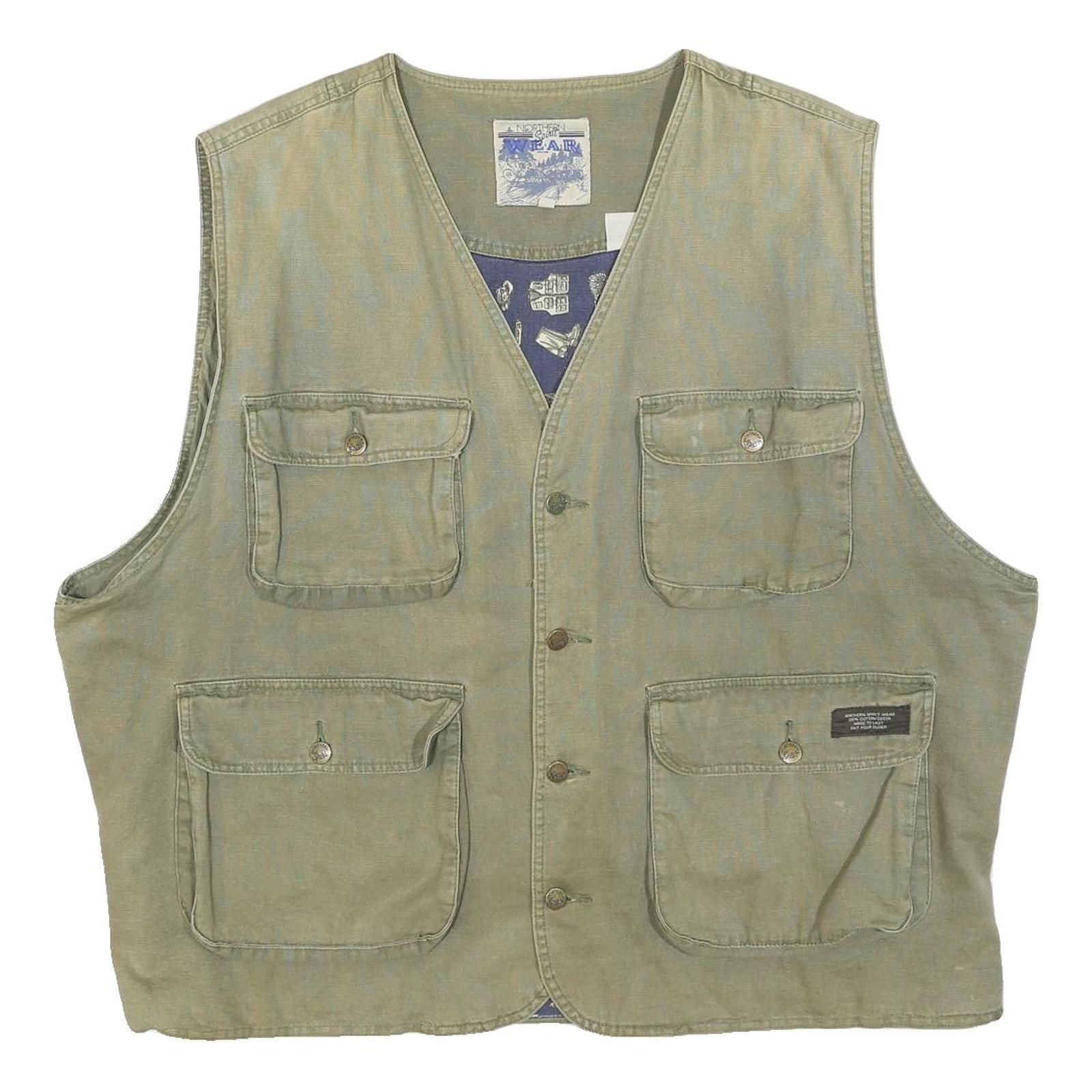 NORTHERN SPIRIT Mens Green Cotton Button Jacket XL Utility Vest Casual Workwear Refurbished - N/A refurbished available on Cerqular