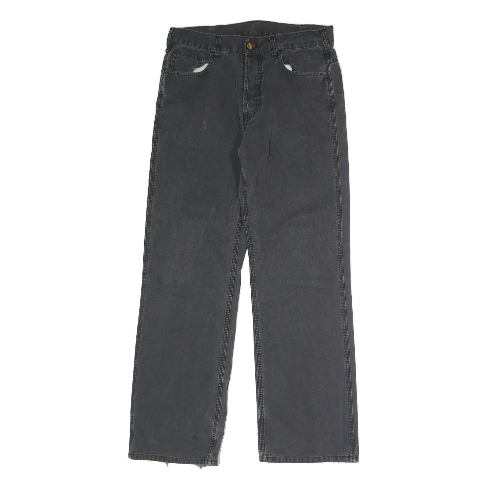 CARHARTT Mens Cotton Blend Black Regular Straight Trousers W32 L31 Durable Refurbished - N/A refurbished available on Cerqular