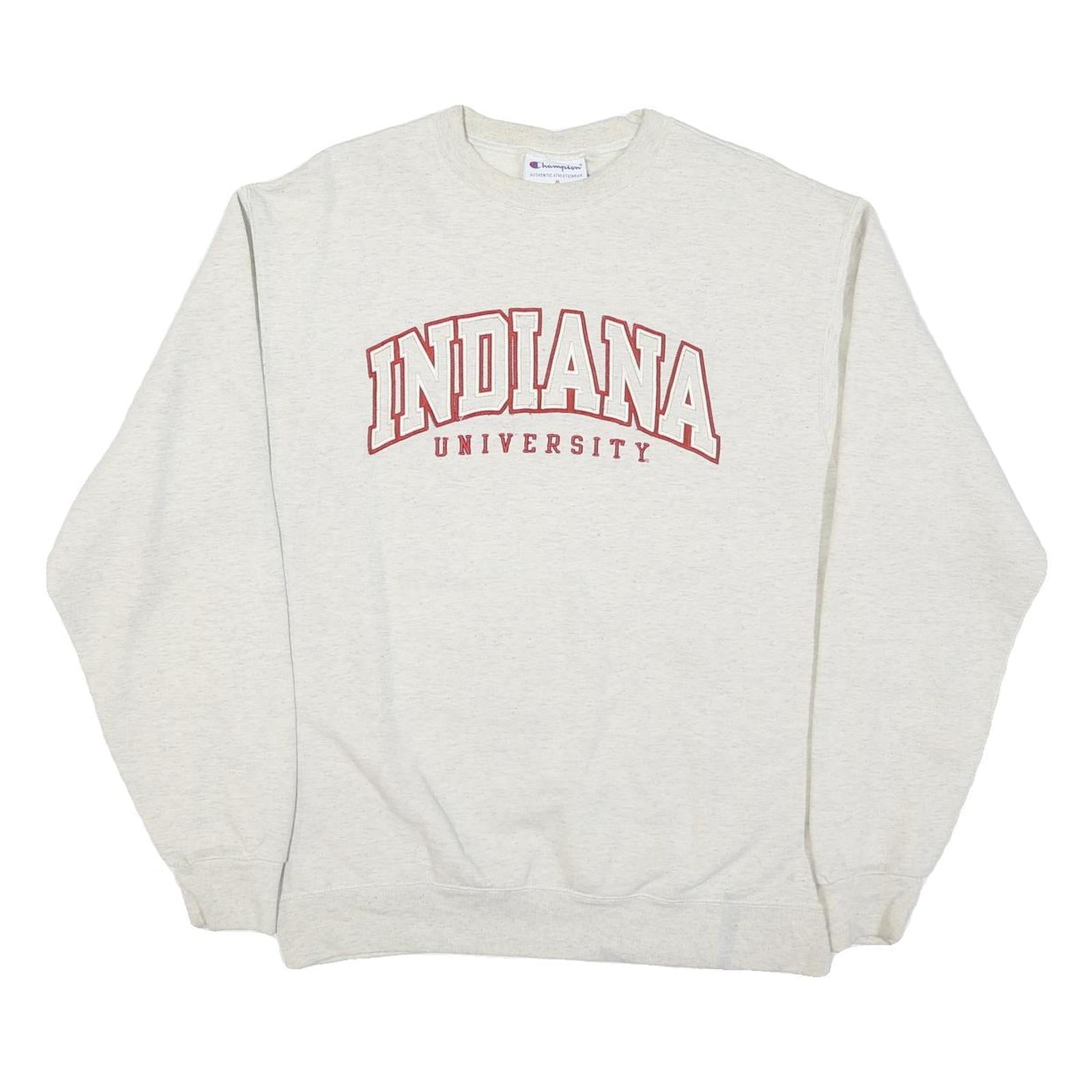 CHAMPION Mens Cream Indiana University Crew Neck M Cotton Blend Sweatshirt Refurbished - N/A refurbished available on Cerqular