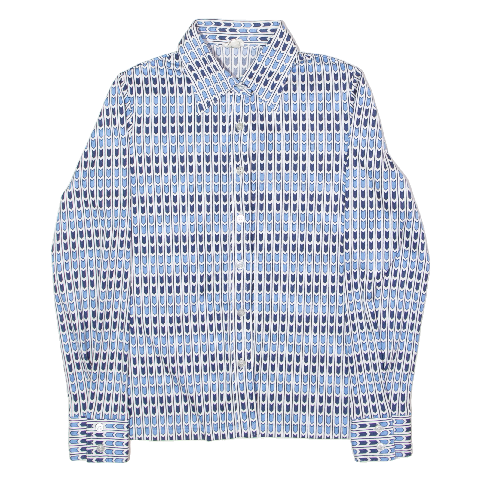 GRUPP TOP TEXTIL Womens Shirt Blue 90s Striped Long Sleeve UK 12 Refurbished - N/A refurbished available on Cerqular