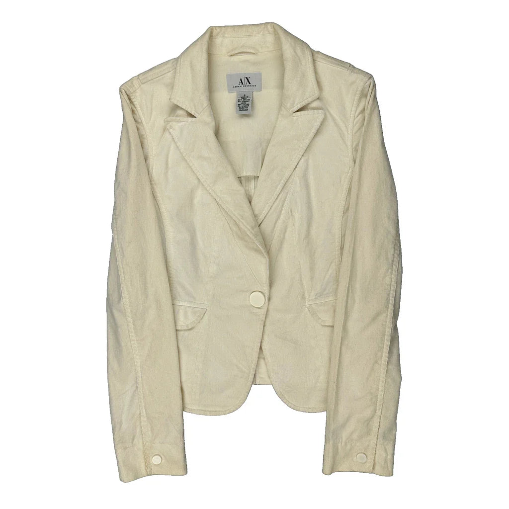 Buy Armani Exchange Blazer - Small Cream Cotton Refurbished - $68.33 Armani Exchange Blazer - Small Cream Cotton Refurbished - Thrifted (note: this is a term often used to describe second- refurbished available on Cerqular