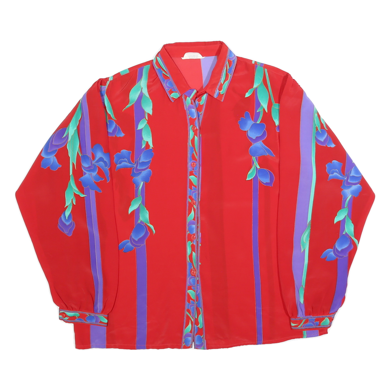 EIFFEL Womens Red & Purple Printed Shirt Long Sleeve Collared M Button Up Refurbished - N/A refurbished available on Cerqular