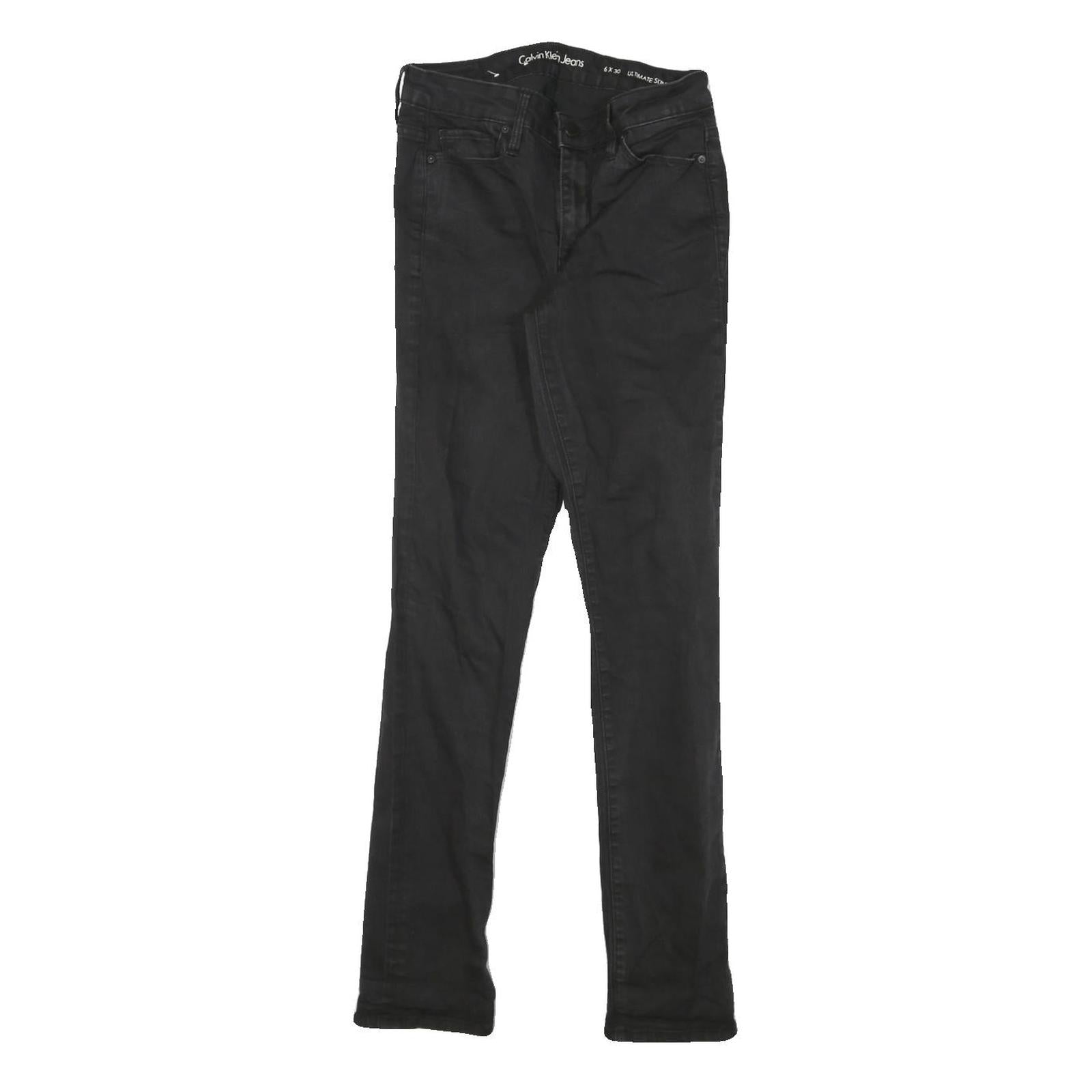 CALVIN KLEIN JEANS Womens Black Slim Skinny Denim Raw W26 L27 Stretch Cotton Refurbished - N/A refurbished available on Cerqular
