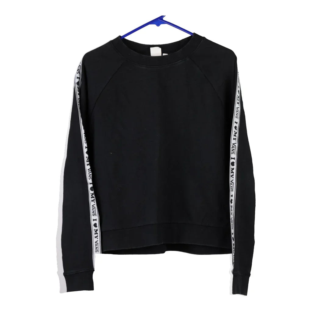 Vans Sweatshirt - Large Black Cotton Refurbished - Thrifted (note: this is a term often used to describe second- refurbished available on Cerqular