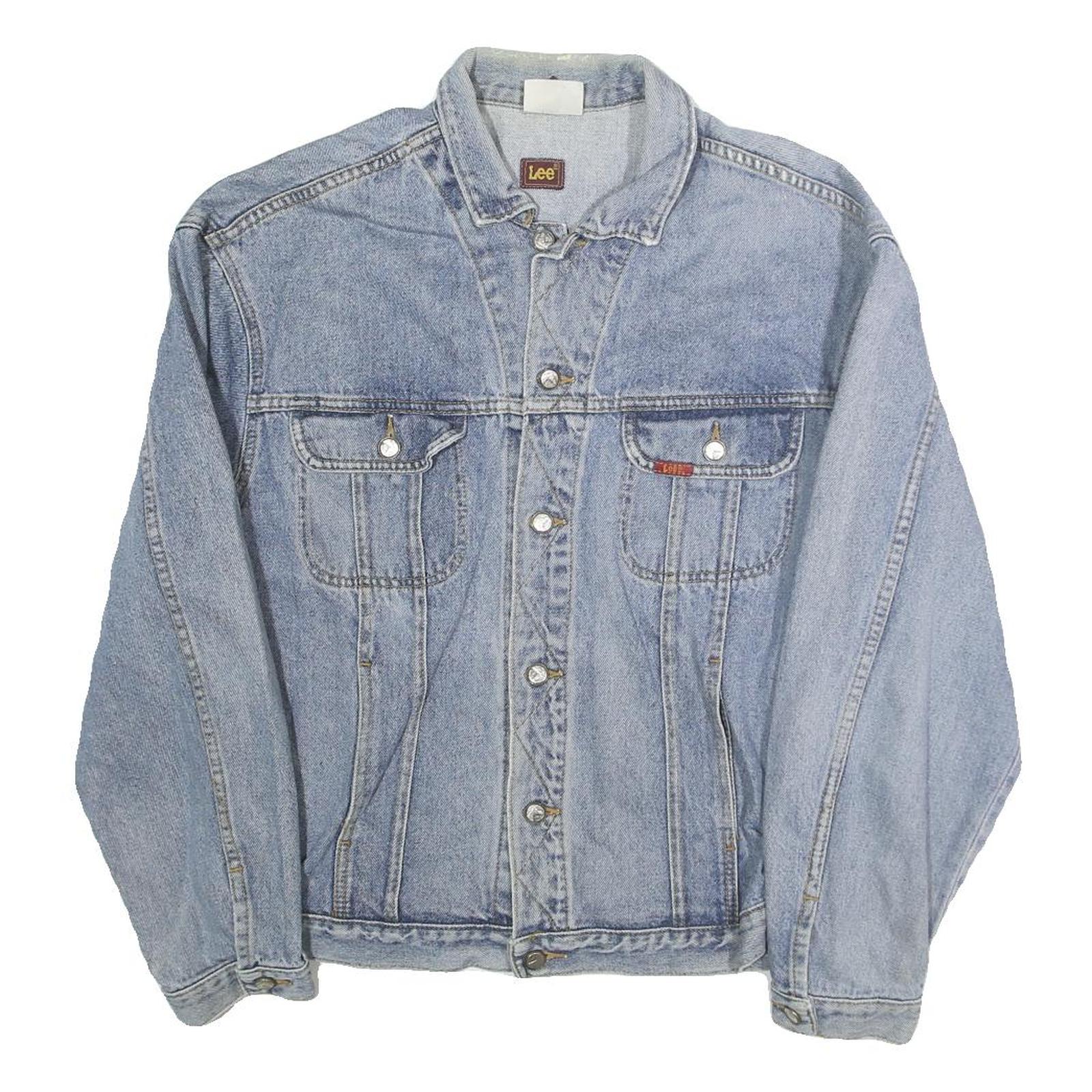 LEE Mens Blue Denim Jacket L Cotton Button Closure Classic Fit Casual Refurbished - N/A refurbished available on Cerqular