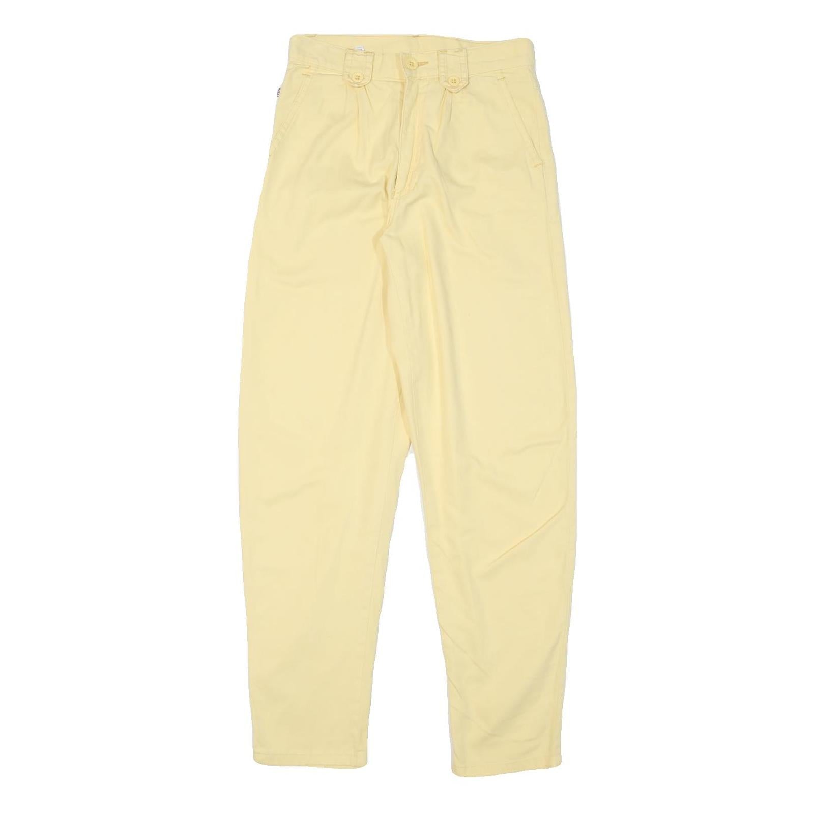 CRACK Womens Cotton Blend Yellow Relaxed Tapered Trousers W25 L28 Comfortable Refurbished - N/A refurbished available on Cerqular
